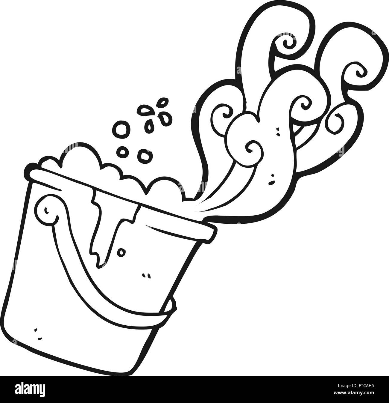 freehand drawn black and white cartoon cleaning bucket Stock Vector
