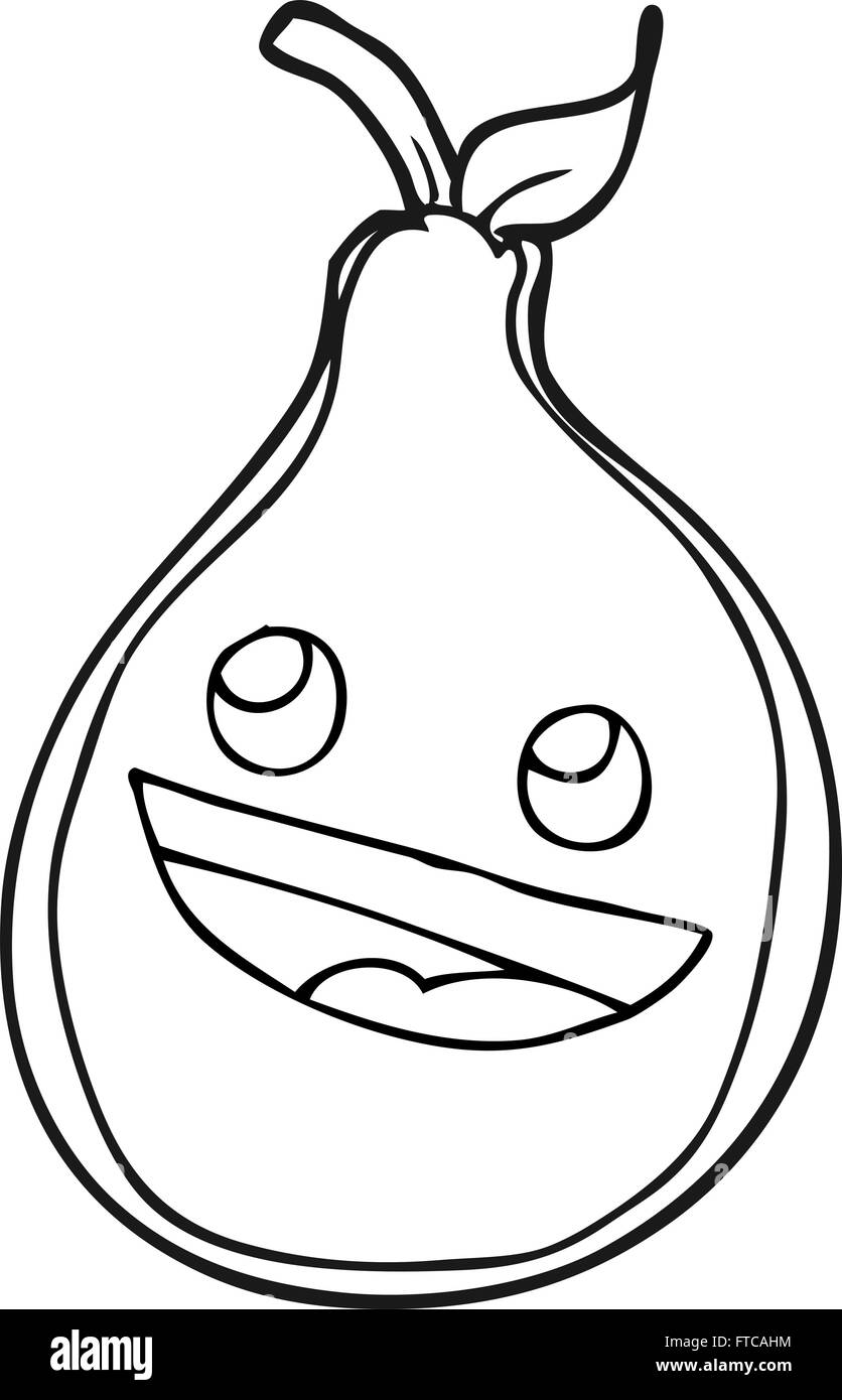freehand drawn black and white cartoon pear Stock Vector Image & Art ...