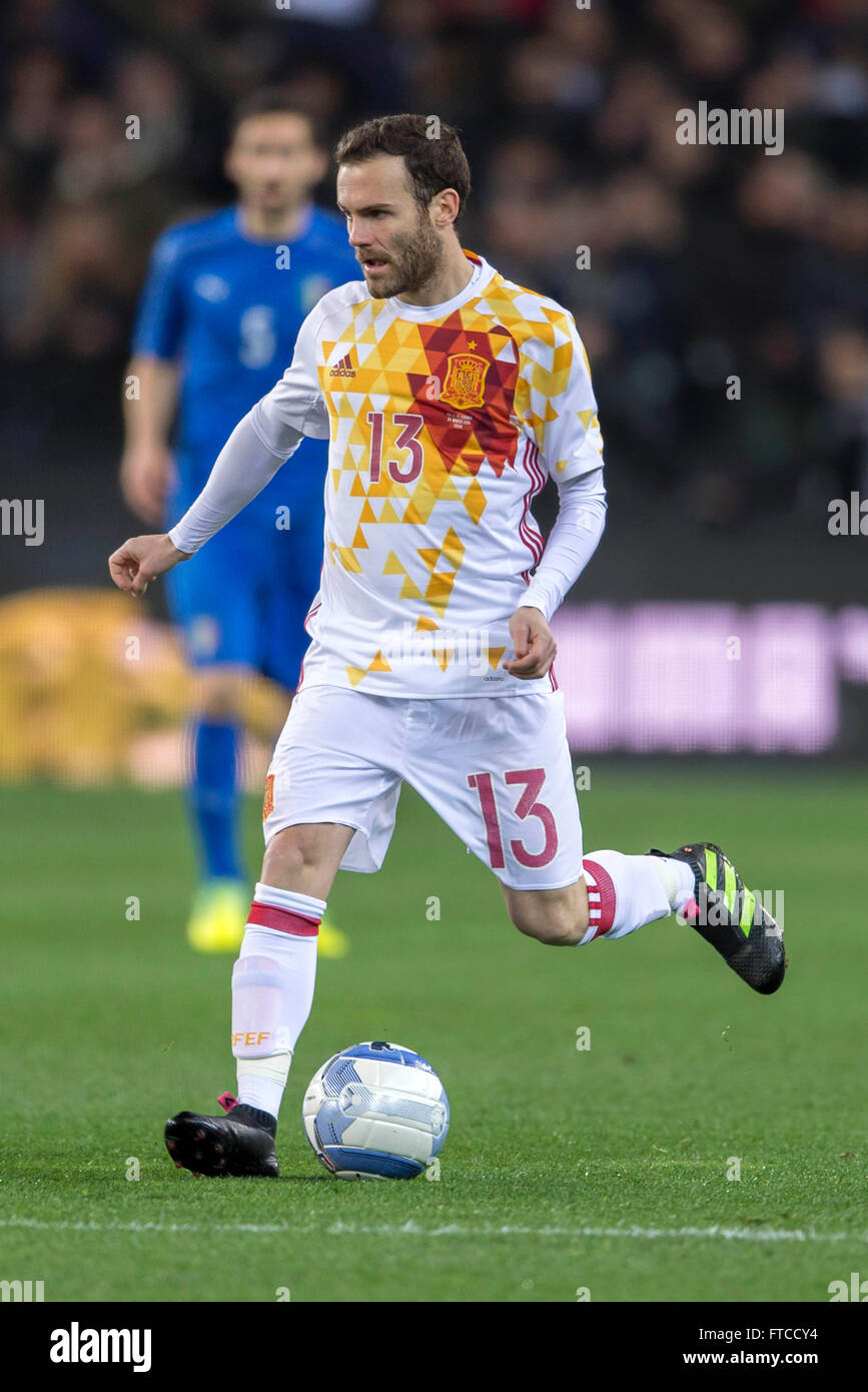 Juan Manuel Mata (ESP), MARCH 24, 2016 - Football / Soccer : International Friendly match between Italy 1-1 Spain at Friuli stadium in Udine, Italy. (Photo by Maurizio Borsari/AFLO) Stock Photo