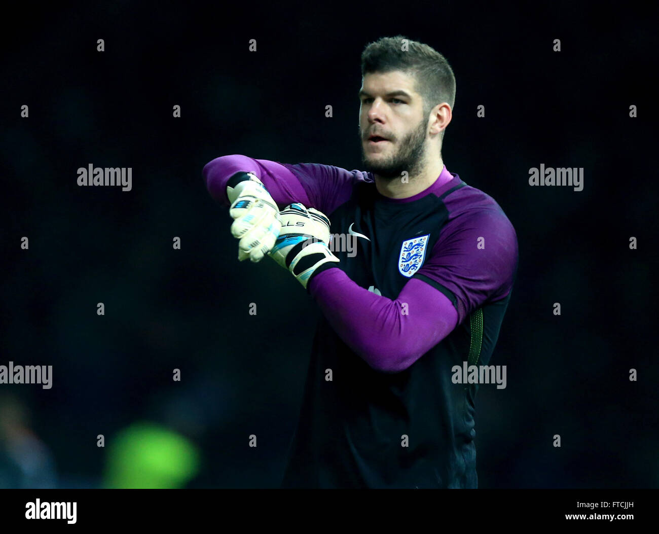 Berlin, Germany. 26th Mar, 2016. England's goalkeeper Fraser Forster during the international friendly soccer match between Germany and England at the Olympiastadion in Berlin, Germany, 26 March 2016. Photo: JENS WOLF/dpa/Alamy Live News Stock Photo
