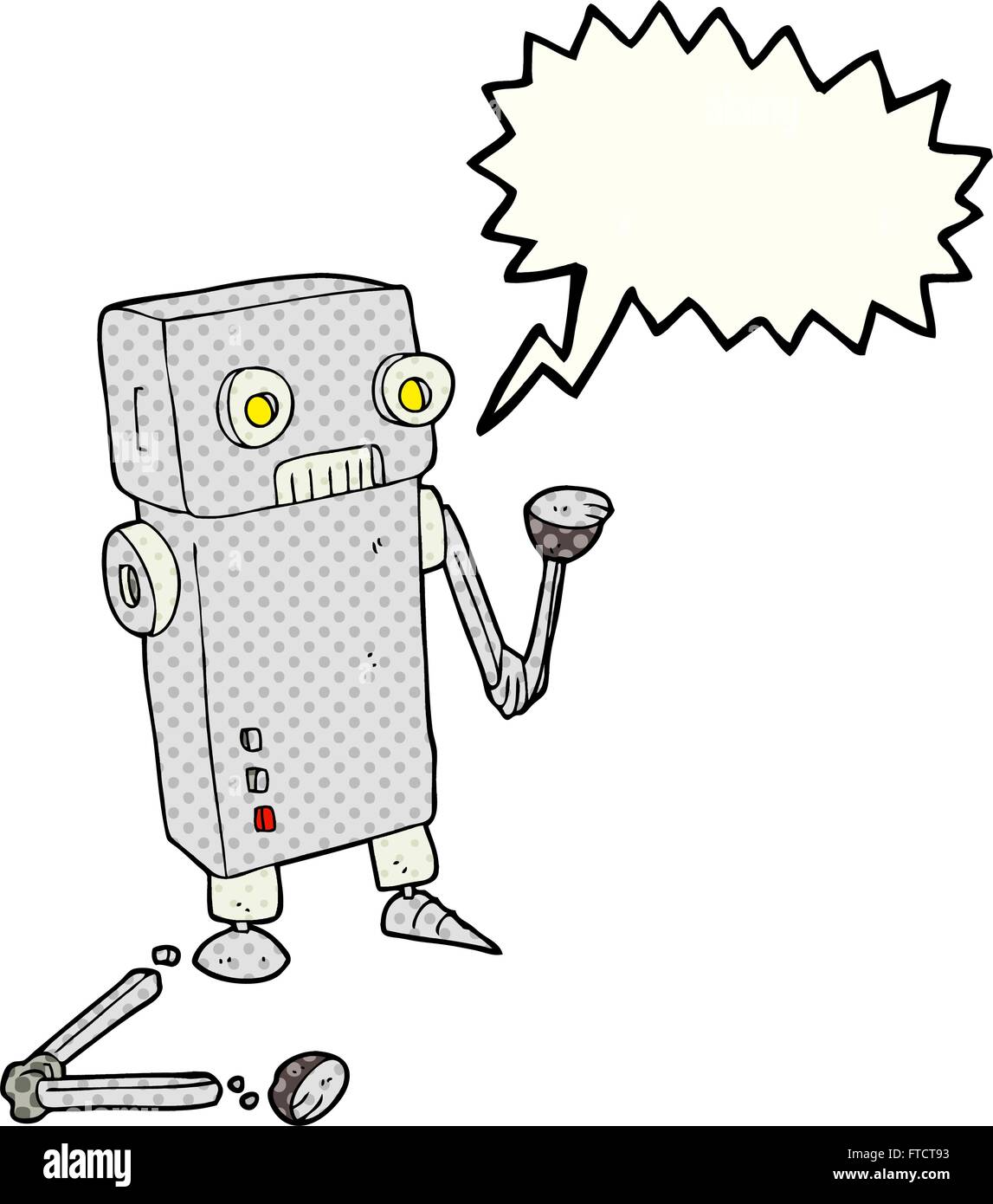 freehand drawn comic book speech bubble cartoon broken robot Stock Vector  Image & Art - Alamy
