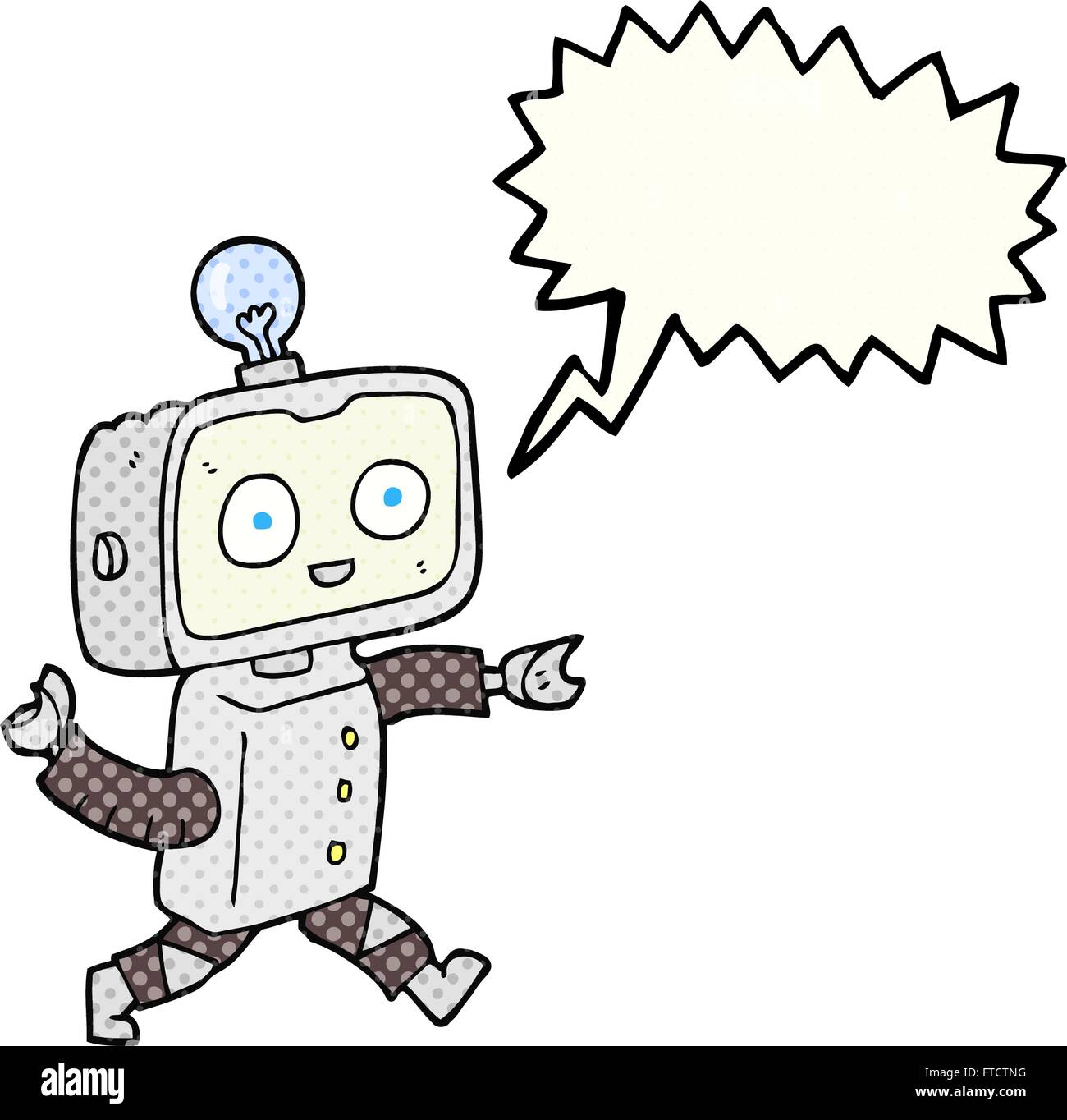 freehand drawn comic book speech bubble cartoon robot Stock Vector Image &  Art - Alamy
