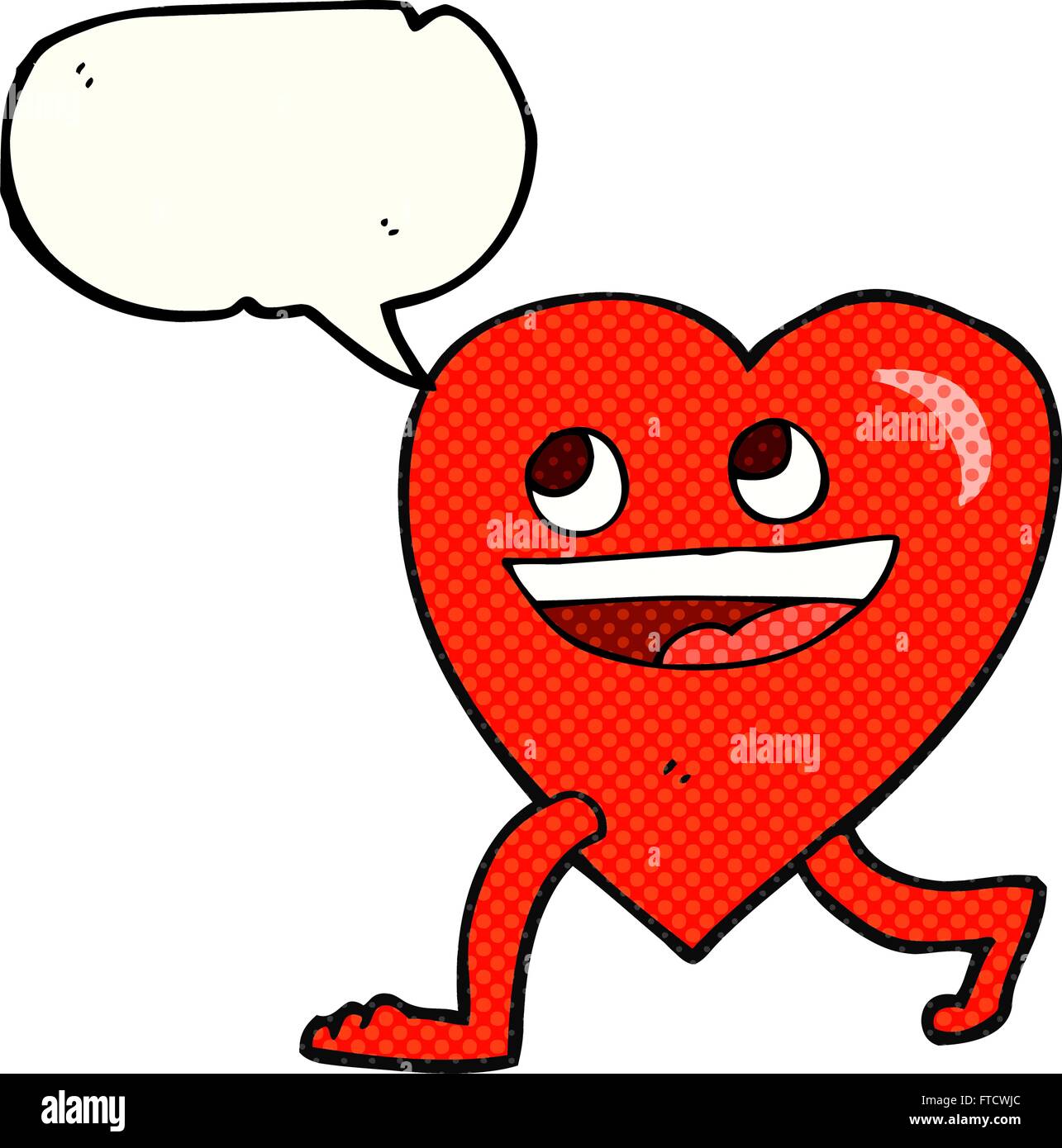 freehand drawn comic book speech bubble cartoon walking heart Stock ...