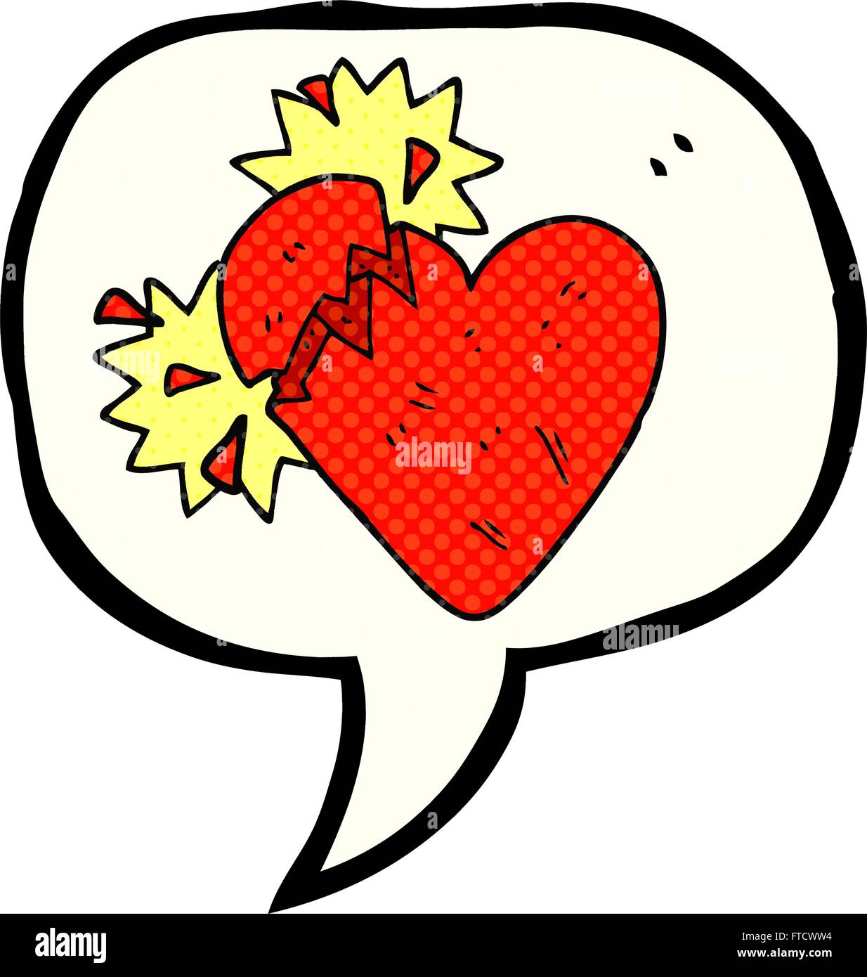 freehand drawn comic book speech bubble cartoon broken heart Stock ...