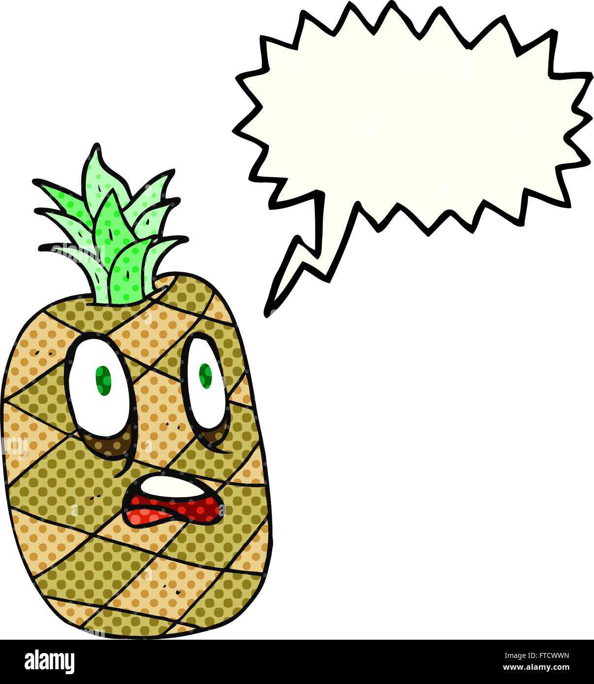 freehand drawn comic book speech bubble cartoon pineapple Stock Vector ...