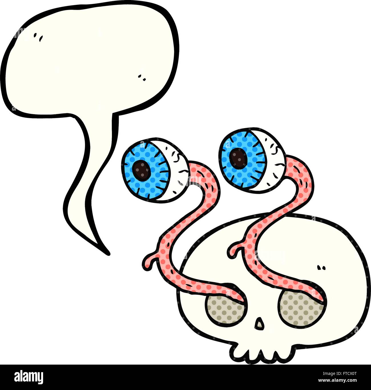 gross freehand drawn comic book speech bubble cartoon skull with eyeballs Stock Vector