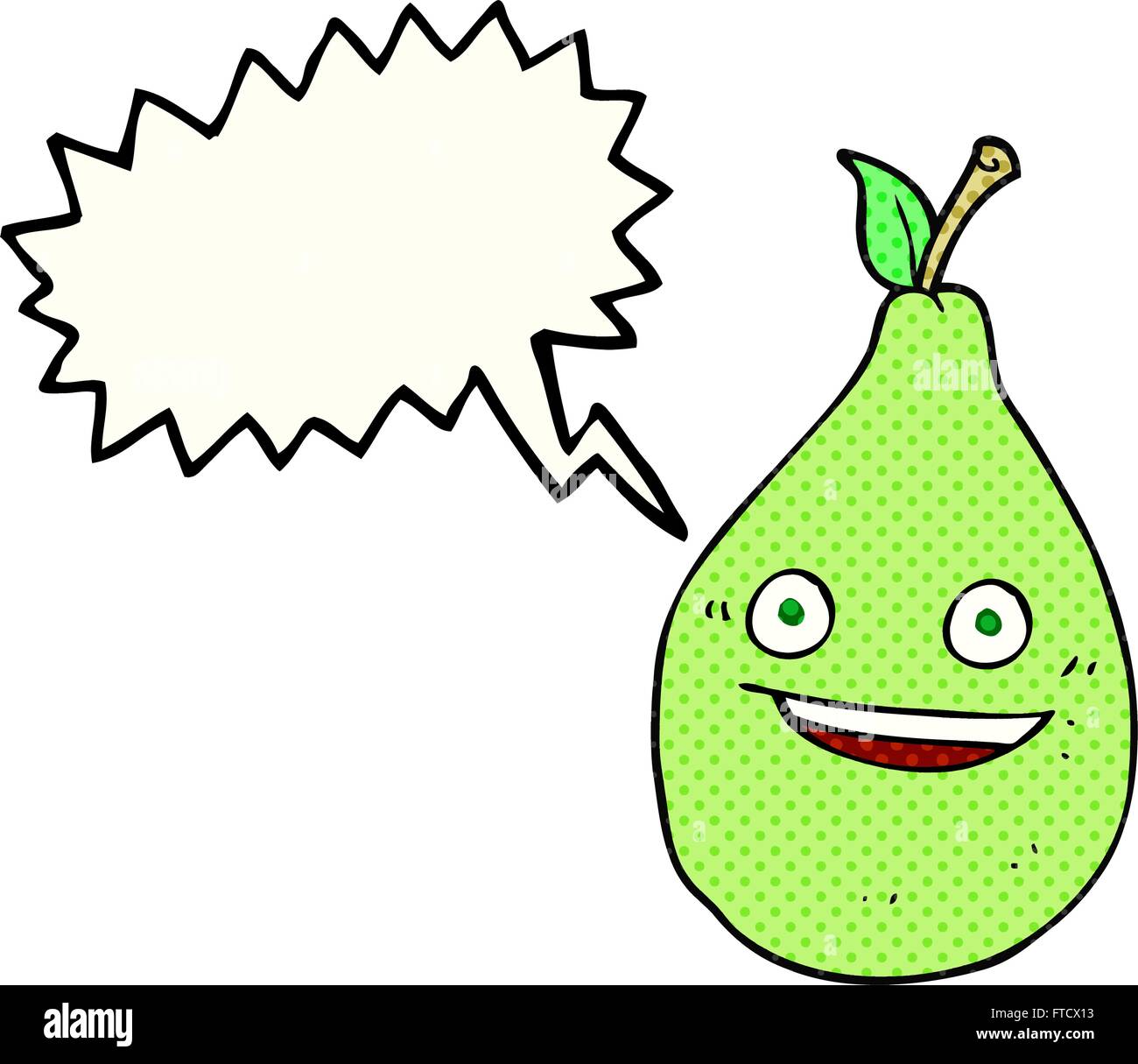 freehand drawn comic book speech bubble cartoon pear Stock Vector Image ...