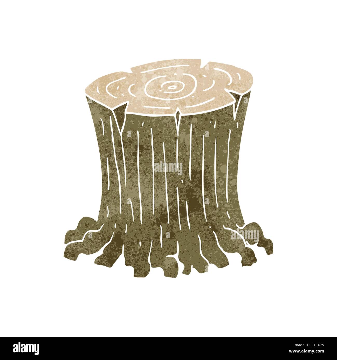 freehand retro cartoon big tree stump Stock Vector Image & Art - Alamy