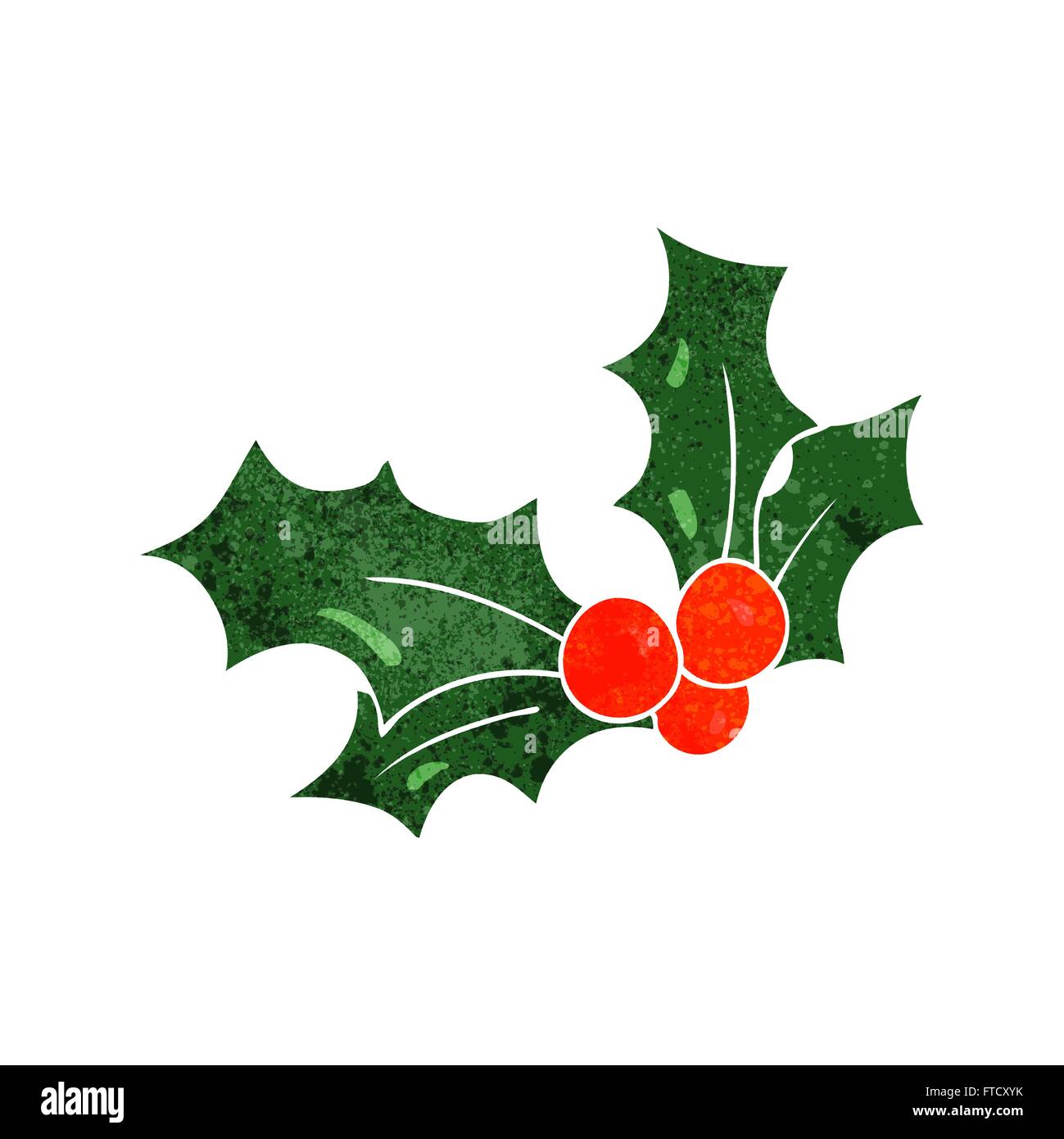 freehand retro cartoon christmas holly Stock Vector Image & Art - Alamy
