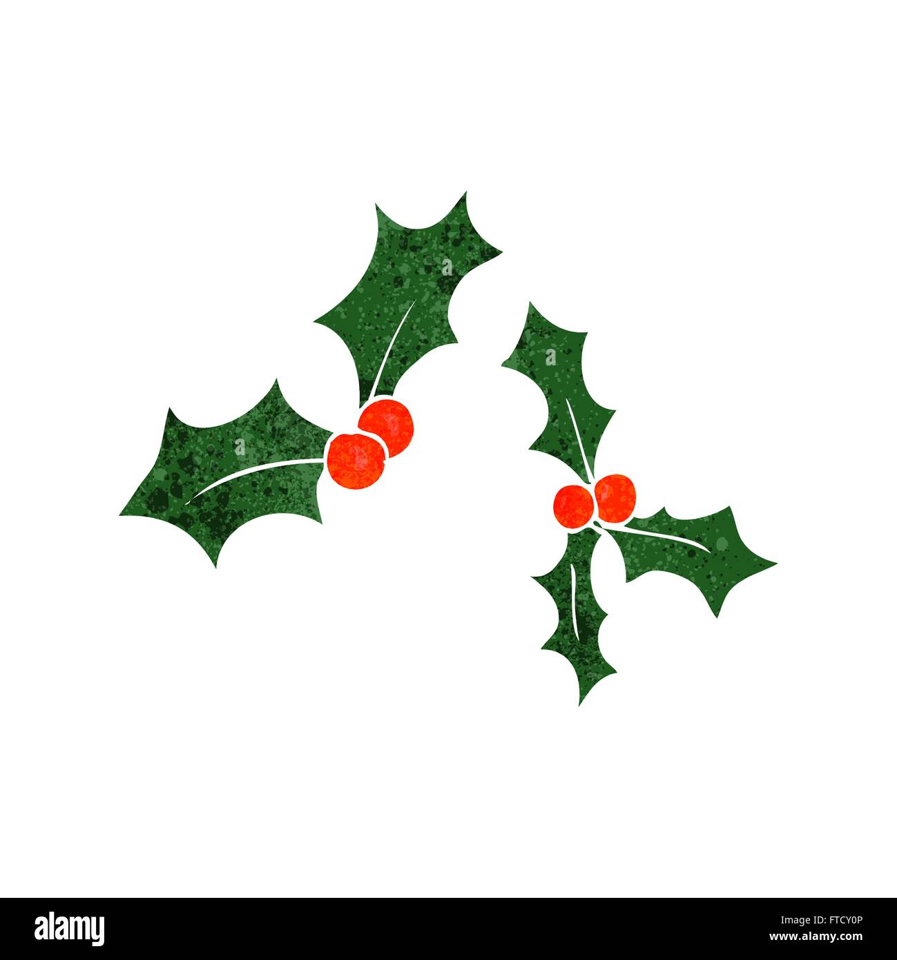 freehand retro cartoon christmas holly Stock Vector Image & Art - Alamy