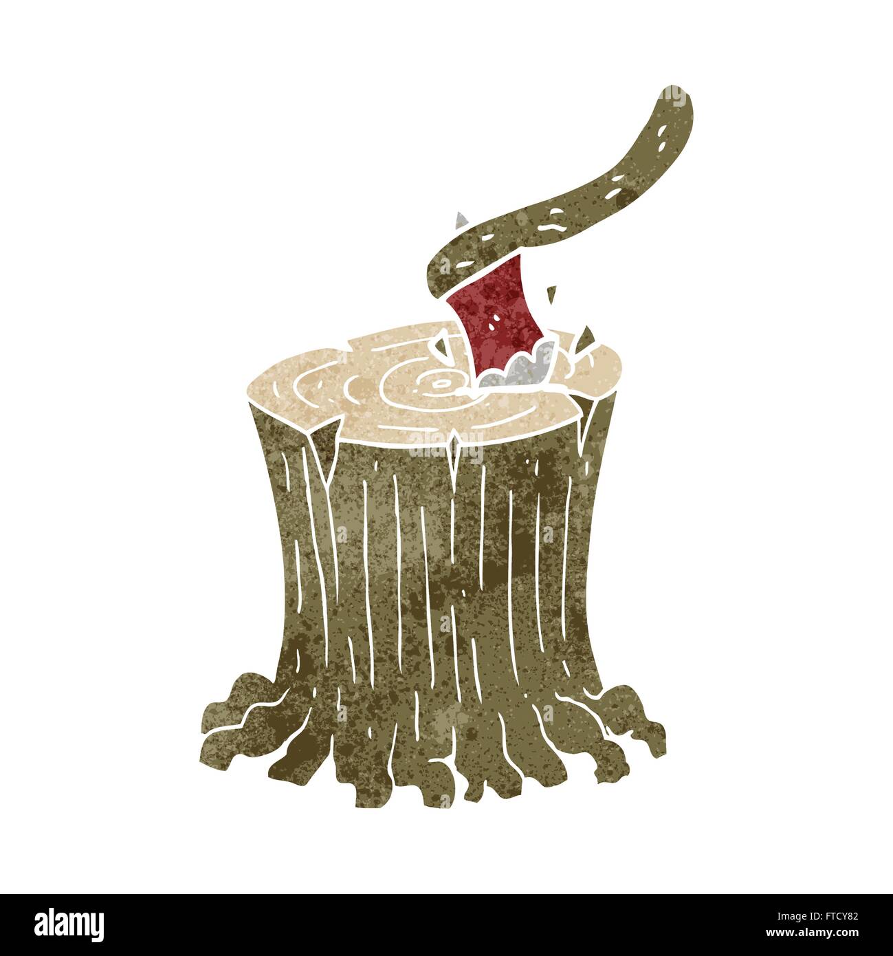 freehand retro cartoon axe in tree stump Stock Vector Image & Art Alamy