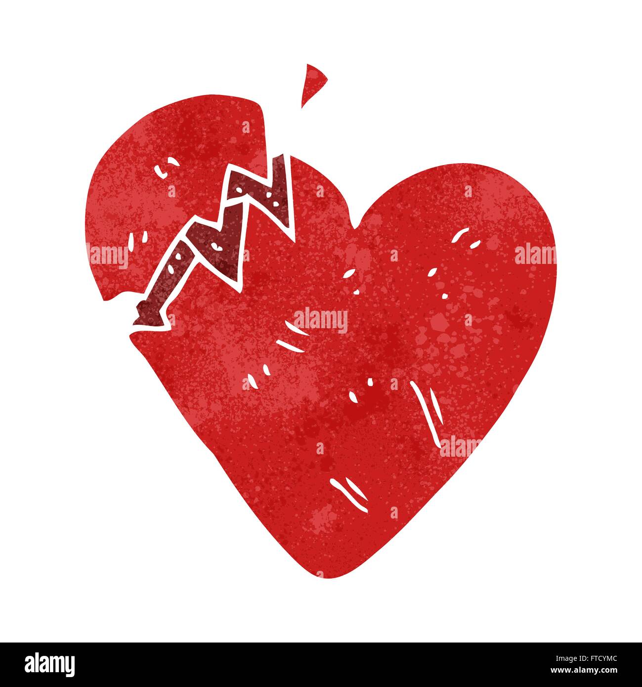 freehand retro cartoon broken heart Stock Vector Image & Art - Alamy