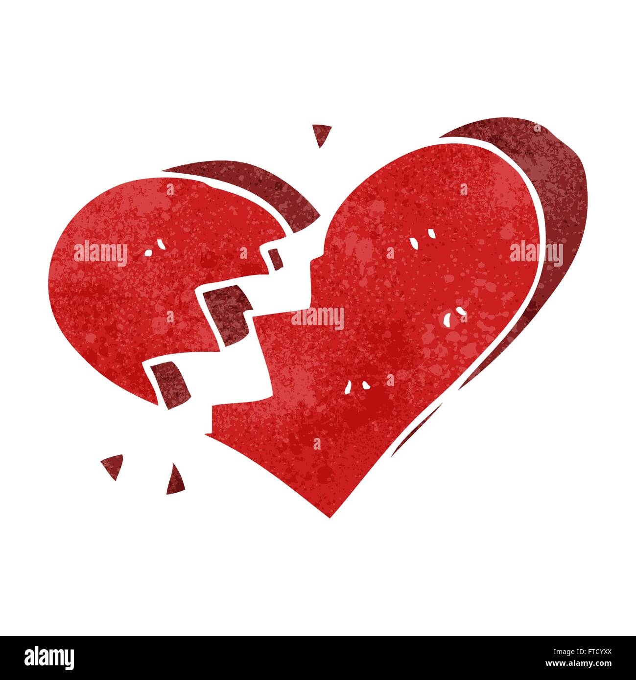 freehand retro cartoon broken heart Stock Vector Image & Art - Alamy