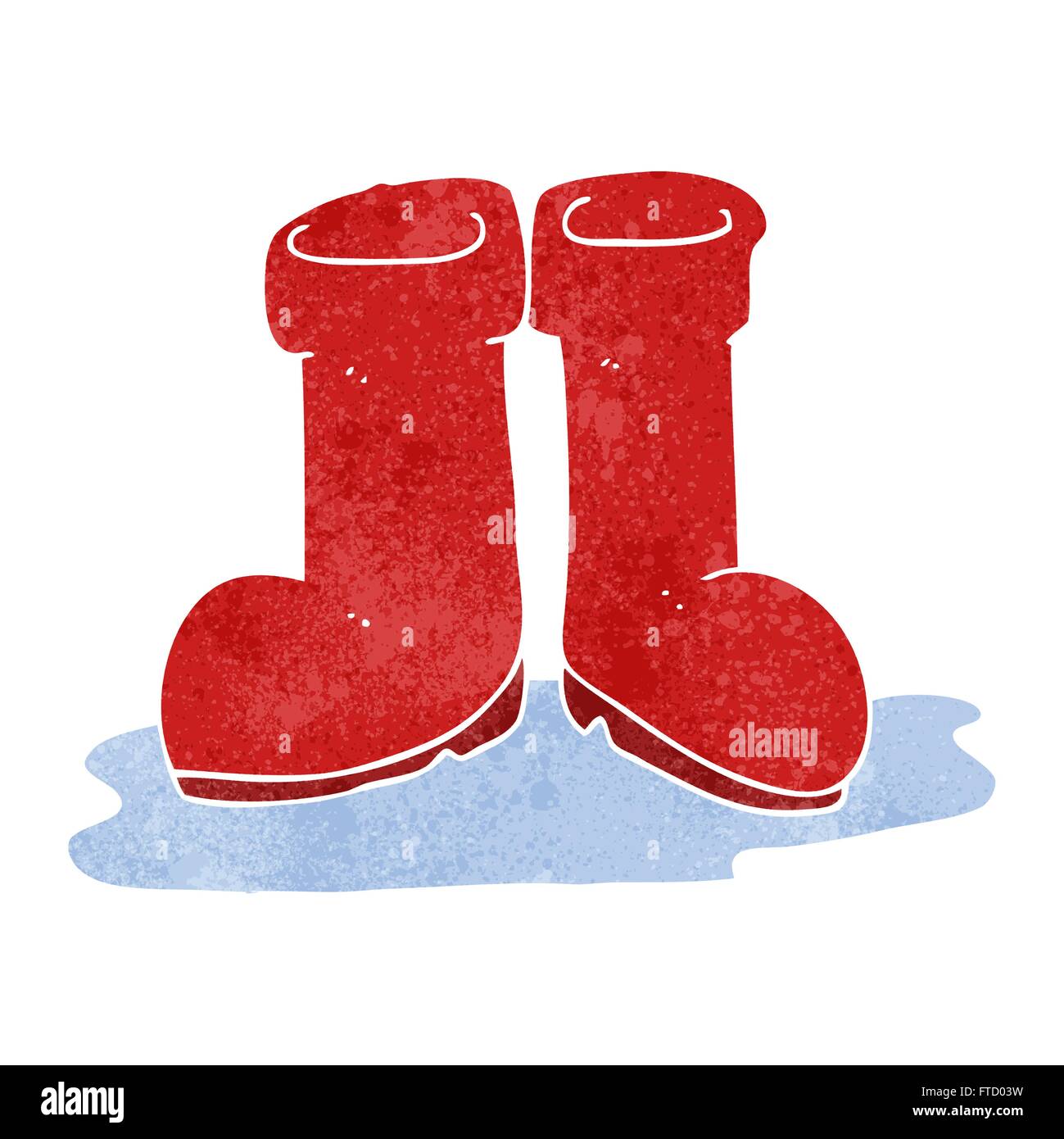freehand retro cartoon wellington boots in puddle Stock Vector Image