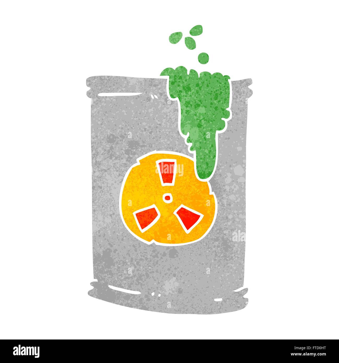 freehand retro cartoon radioactive waste Stock Vector