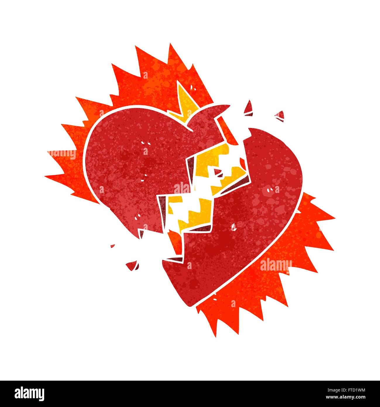 freehand retro cartoon broken heart Stock Vector Image & Art - Alamy
