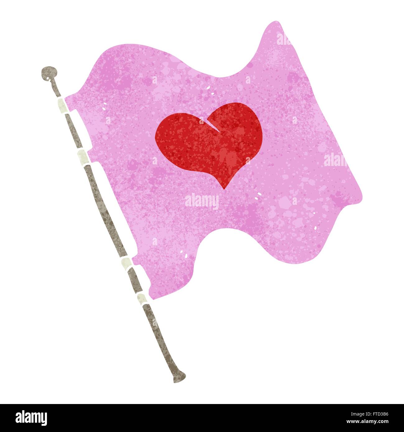 freehand drawn retro cartoon love heart flag Stock Vector Image & Art ...