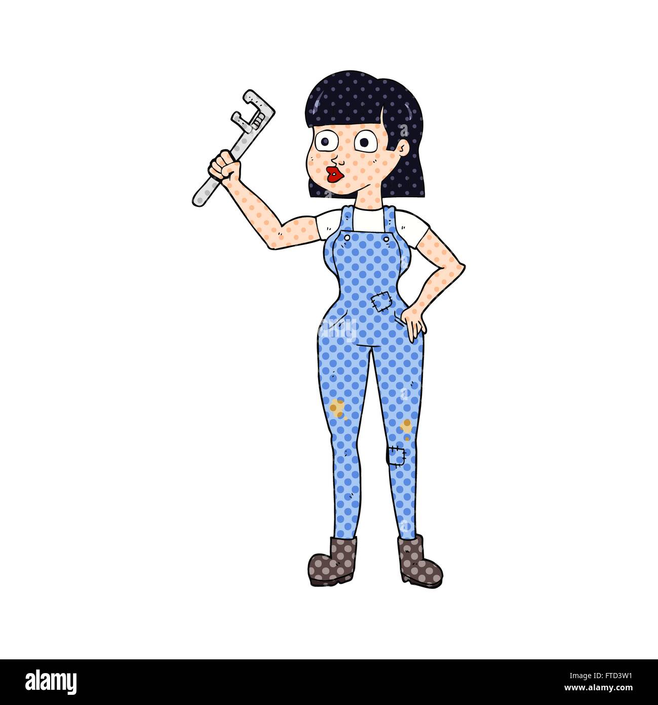 freehand drawn cartoon female plumber Stock Vector
