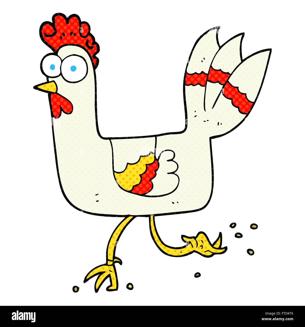 freehand drawn cartoon chicken running Stock Vector