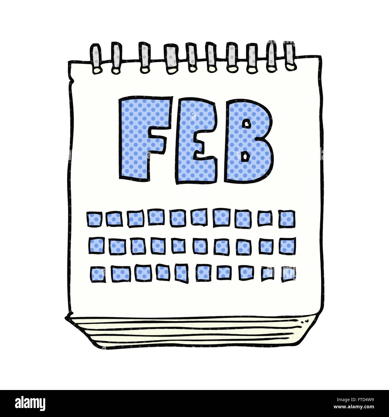 freehand drawn cartoon calendar showing month of february Stock Vector