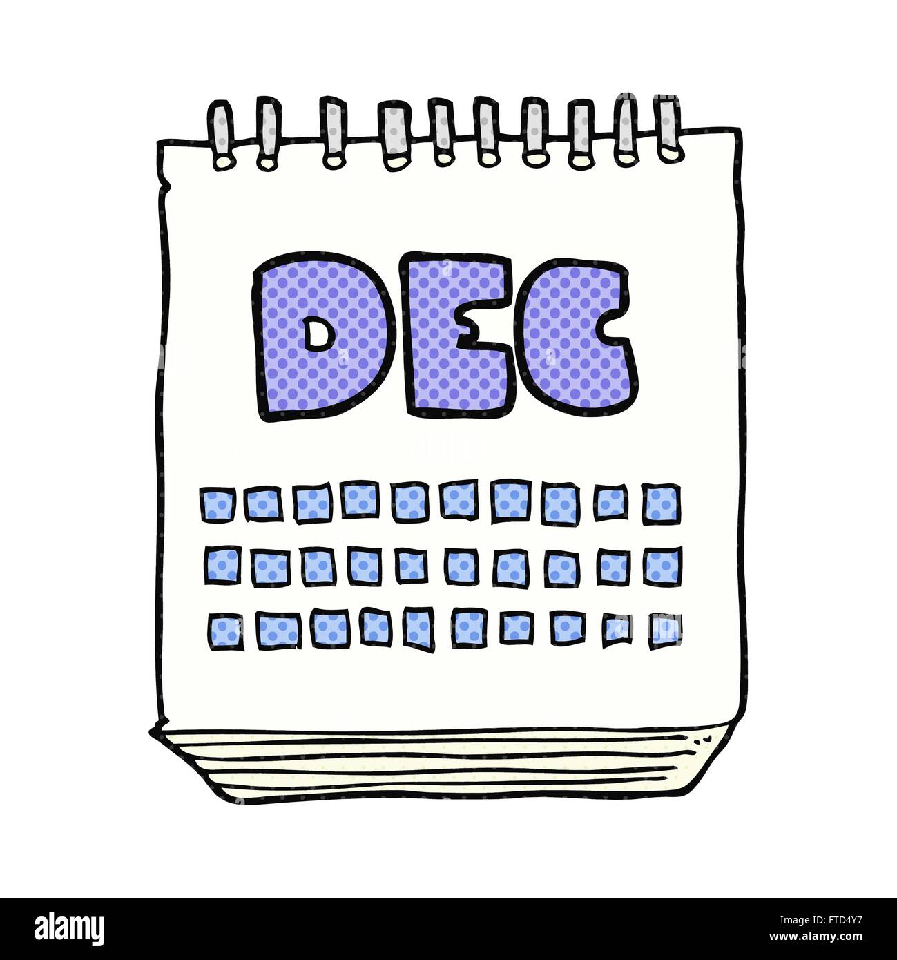 freehand drawn cartoon calendar showing month of december Stock Vector