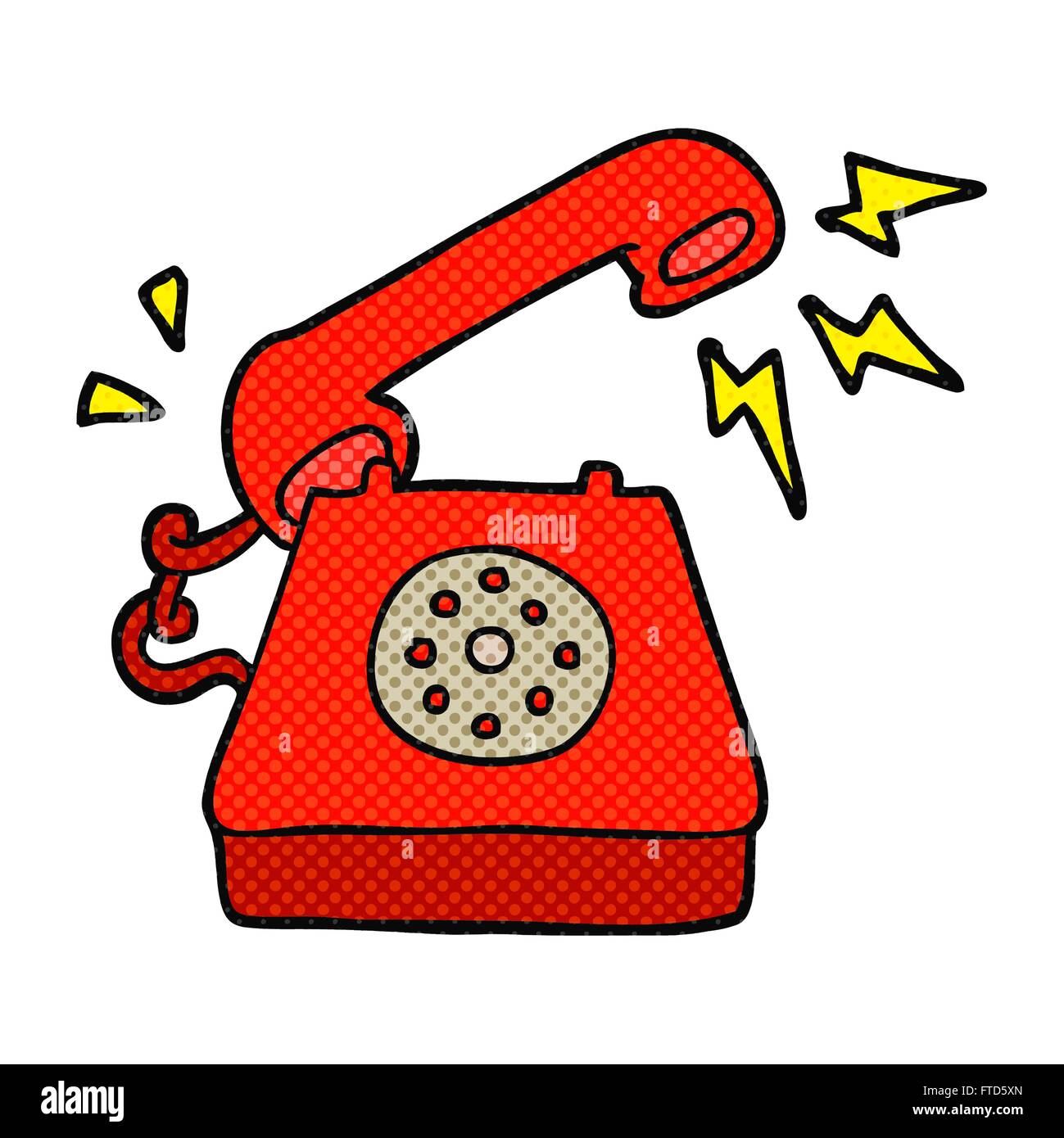 freehand drawn cartoon ringing telephone Stock Vector Image & Art - Alamy