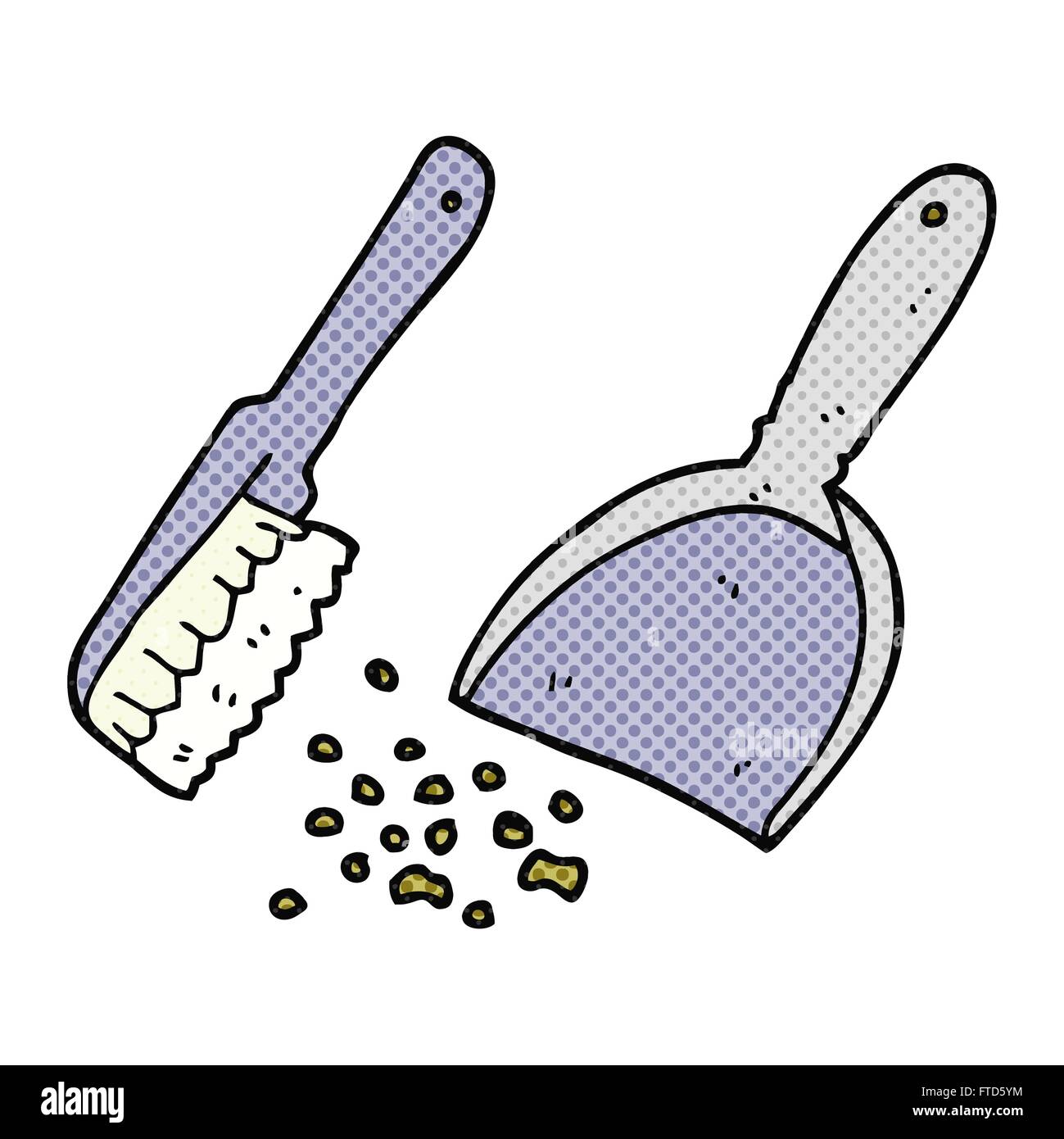 Freehand drawn cartoon dustpan brush hires stock photography and