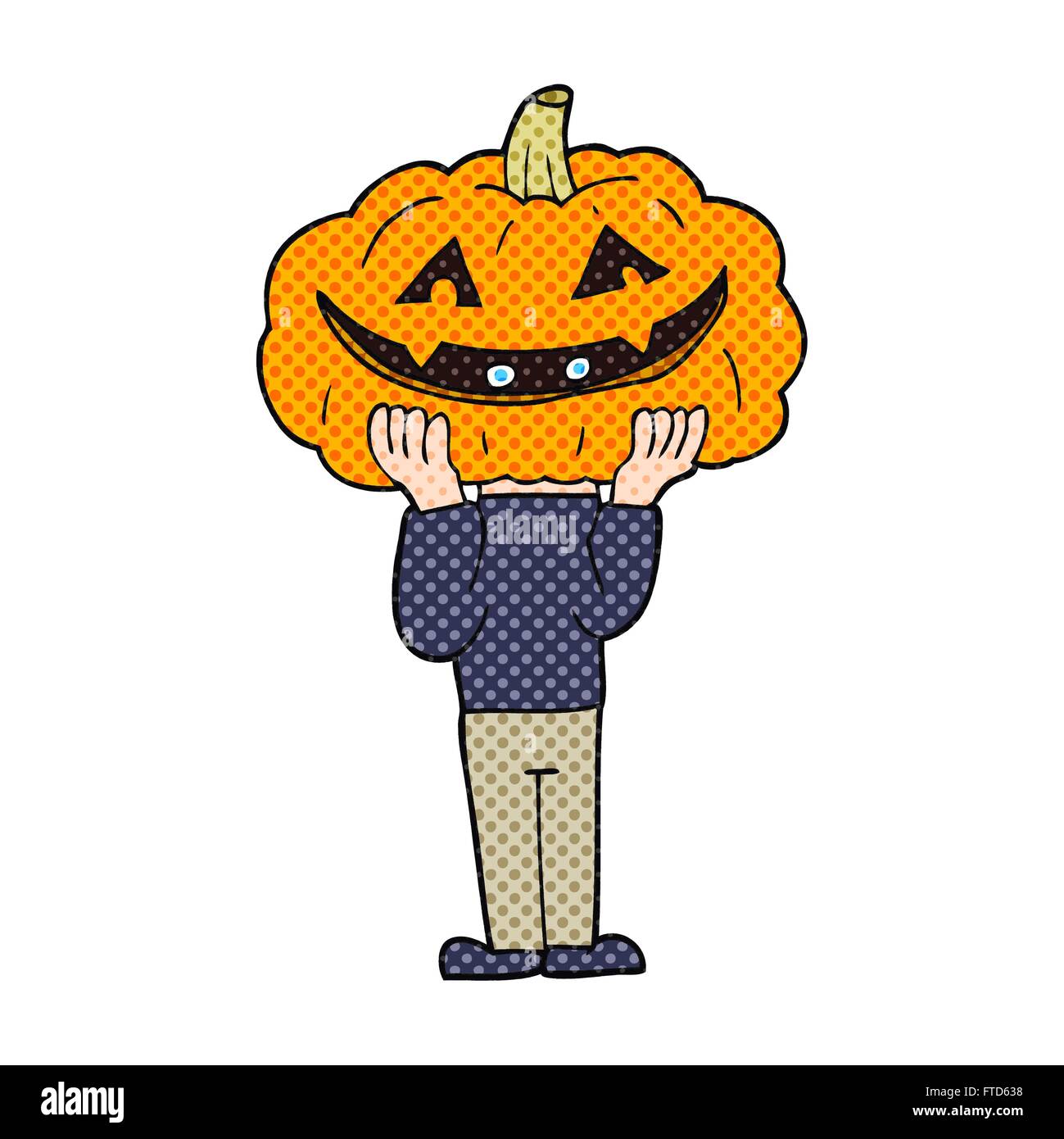 freehand drawn cartoon pumpkin head halloween costume Stock Vector