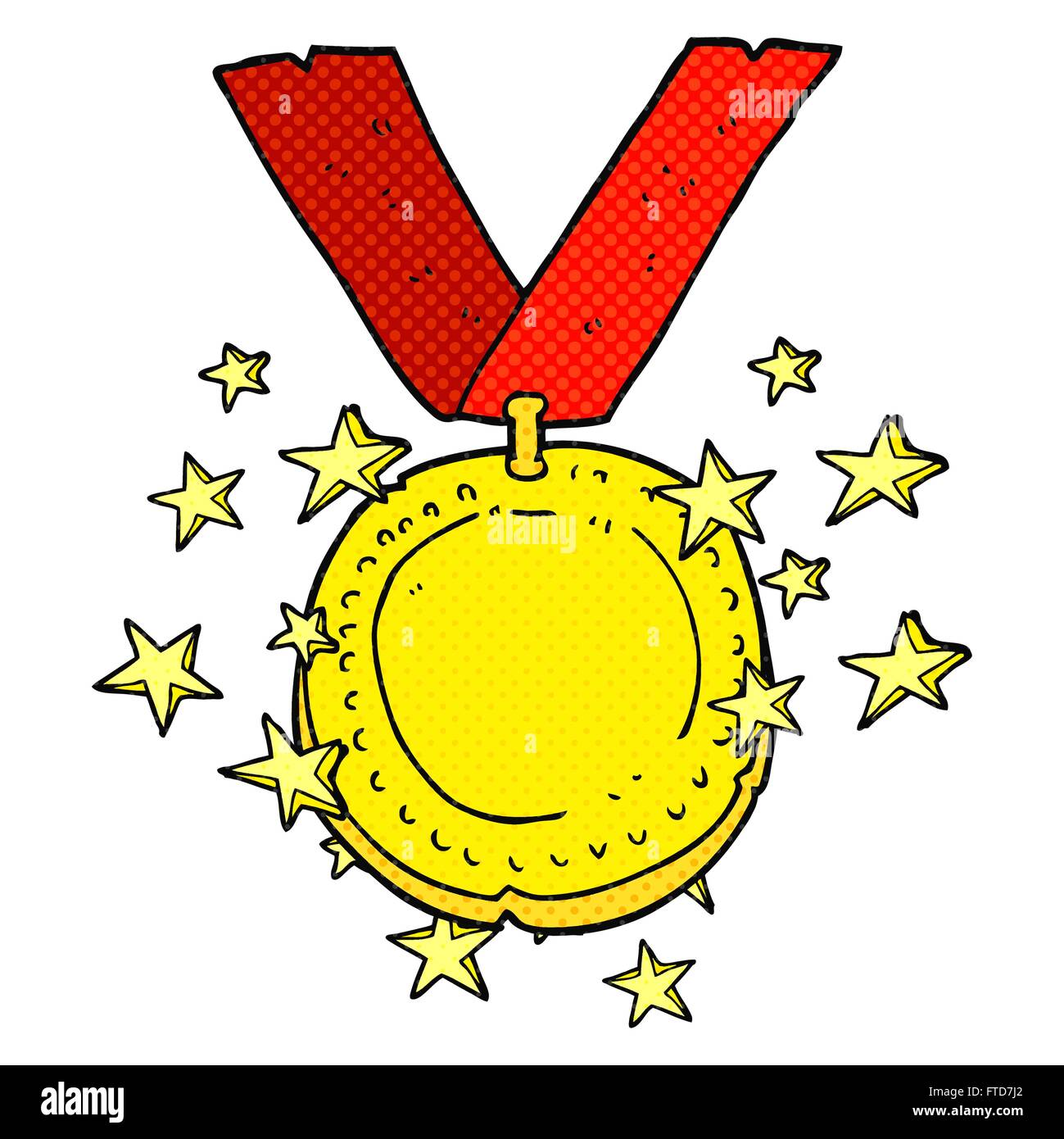 freehand drawn cartoon sparkling gold medal Stock Vector