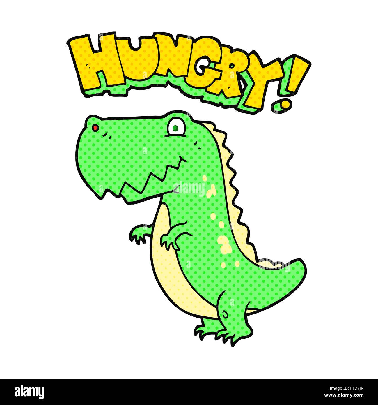 freehand drawn cartoon hungry dinosaur Stock Vector