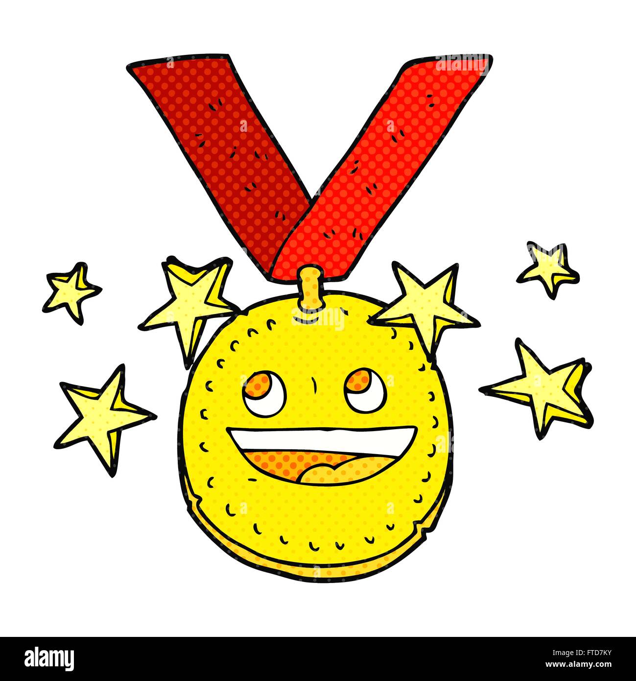 freehand drawn cartoon happy sports medal Stock Vector