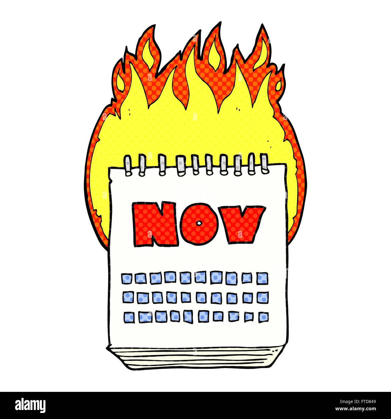 Freehand drawn cartoon calendar showing hi-res stock photography and