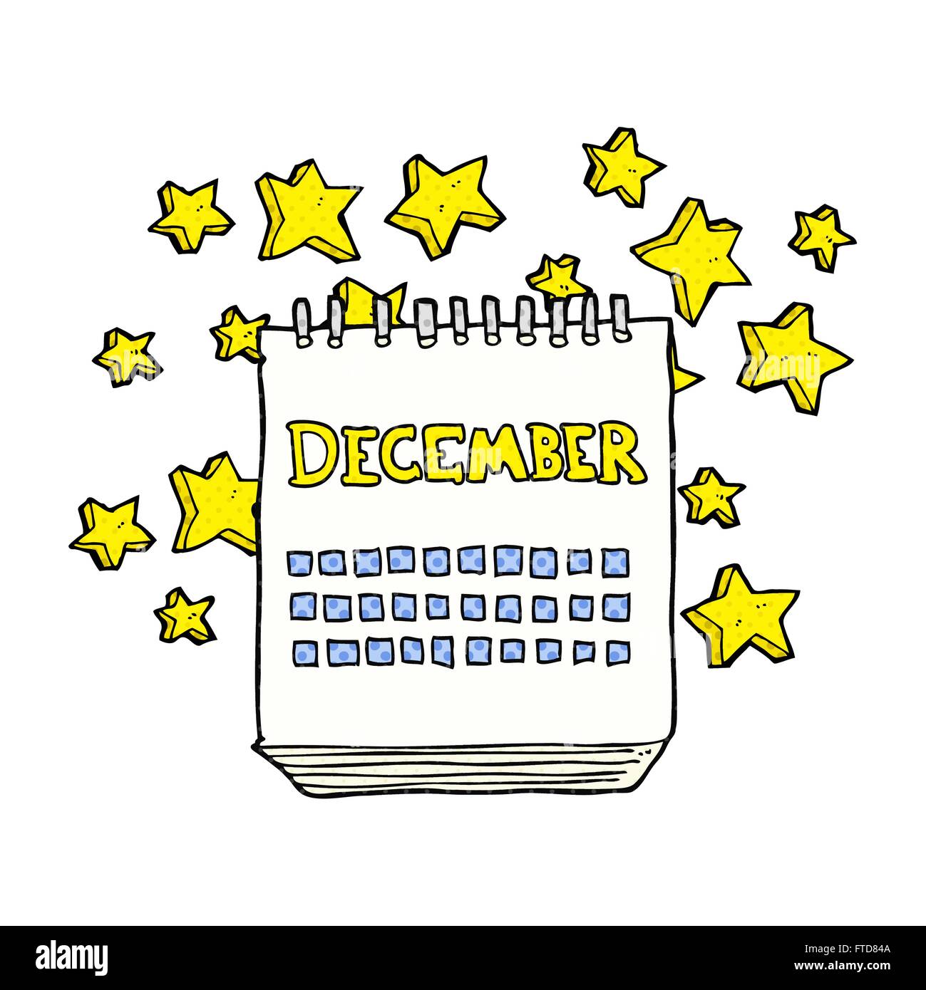 Freehand drawn cartoon calendar showing hires stock photography and