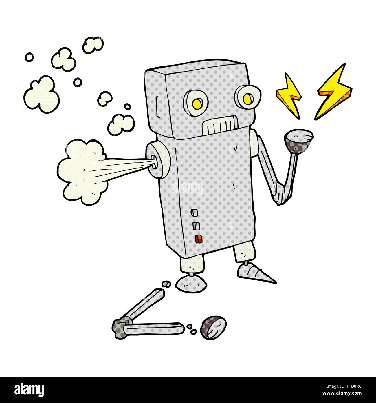 freehand drawn cartoon broken robot Stock Vector Image & Art - Alamy