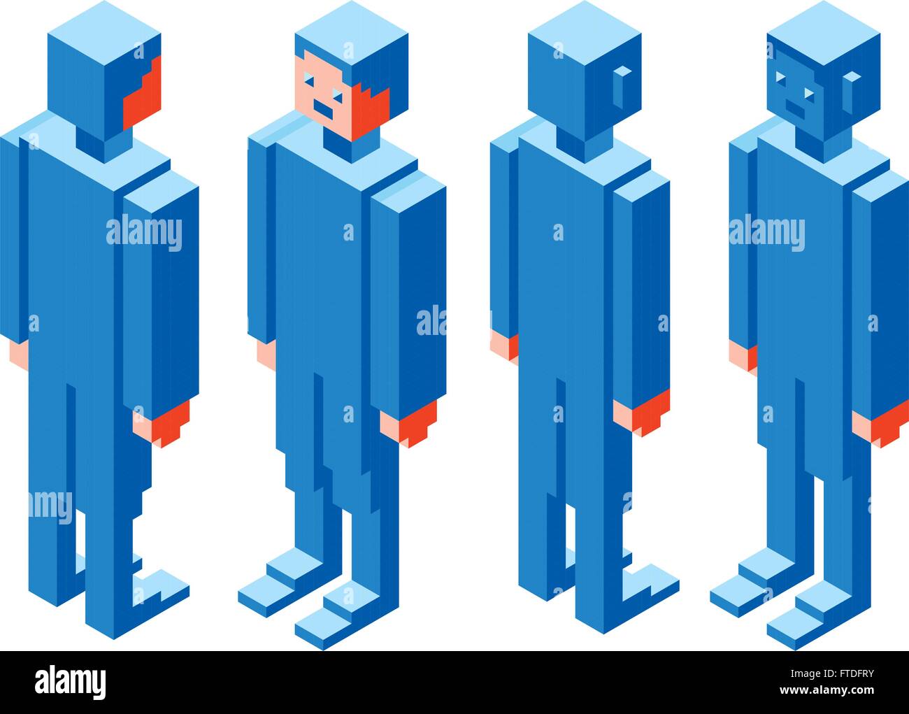 Simple 3D Vector Boxed Character Stock Vector