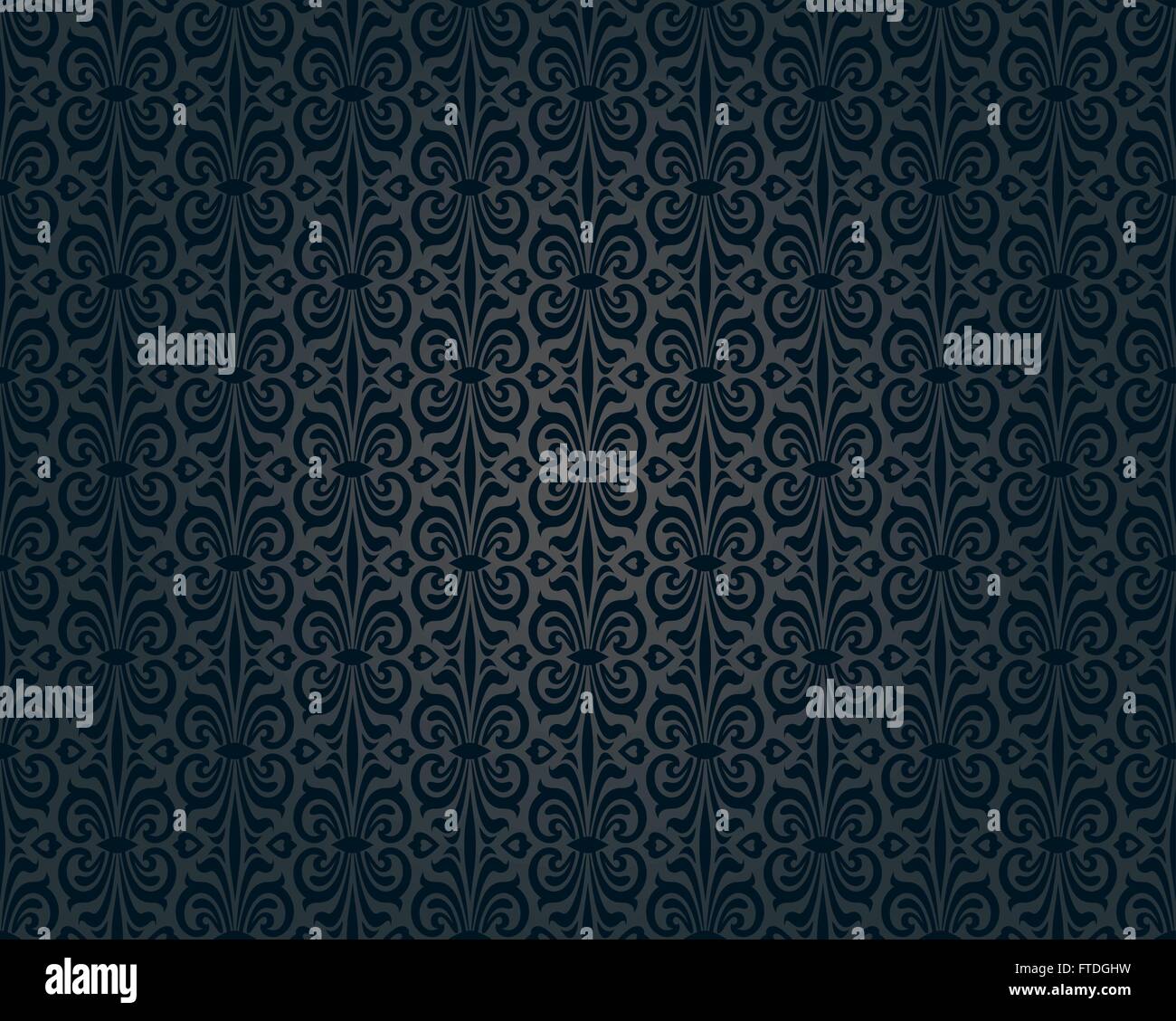 black vintage wallpaper background repetitive pattern design Stock Vector