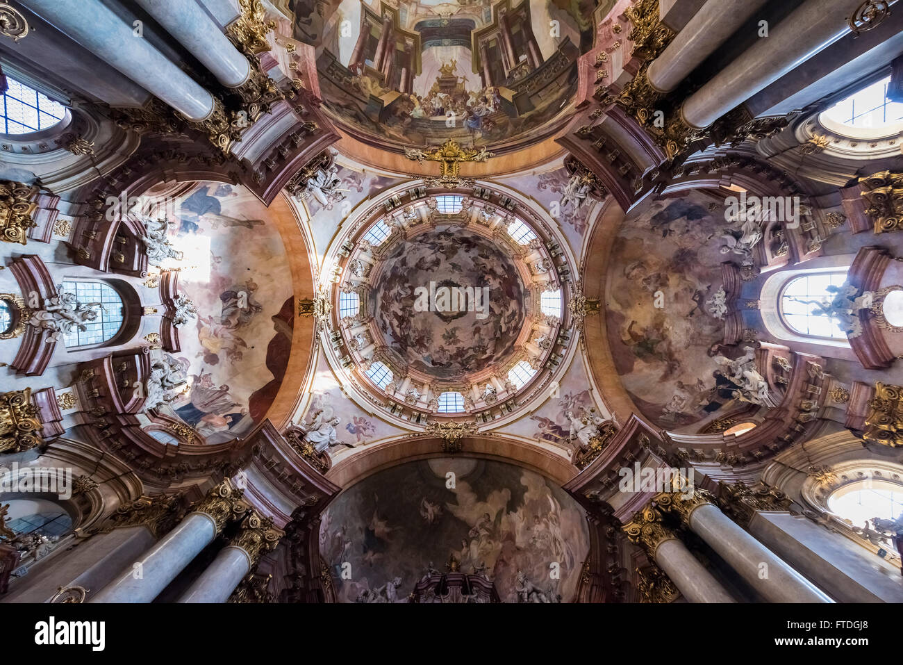 St. Nicholas Church interior view from dome in Prague,Czech republic Stock Photo