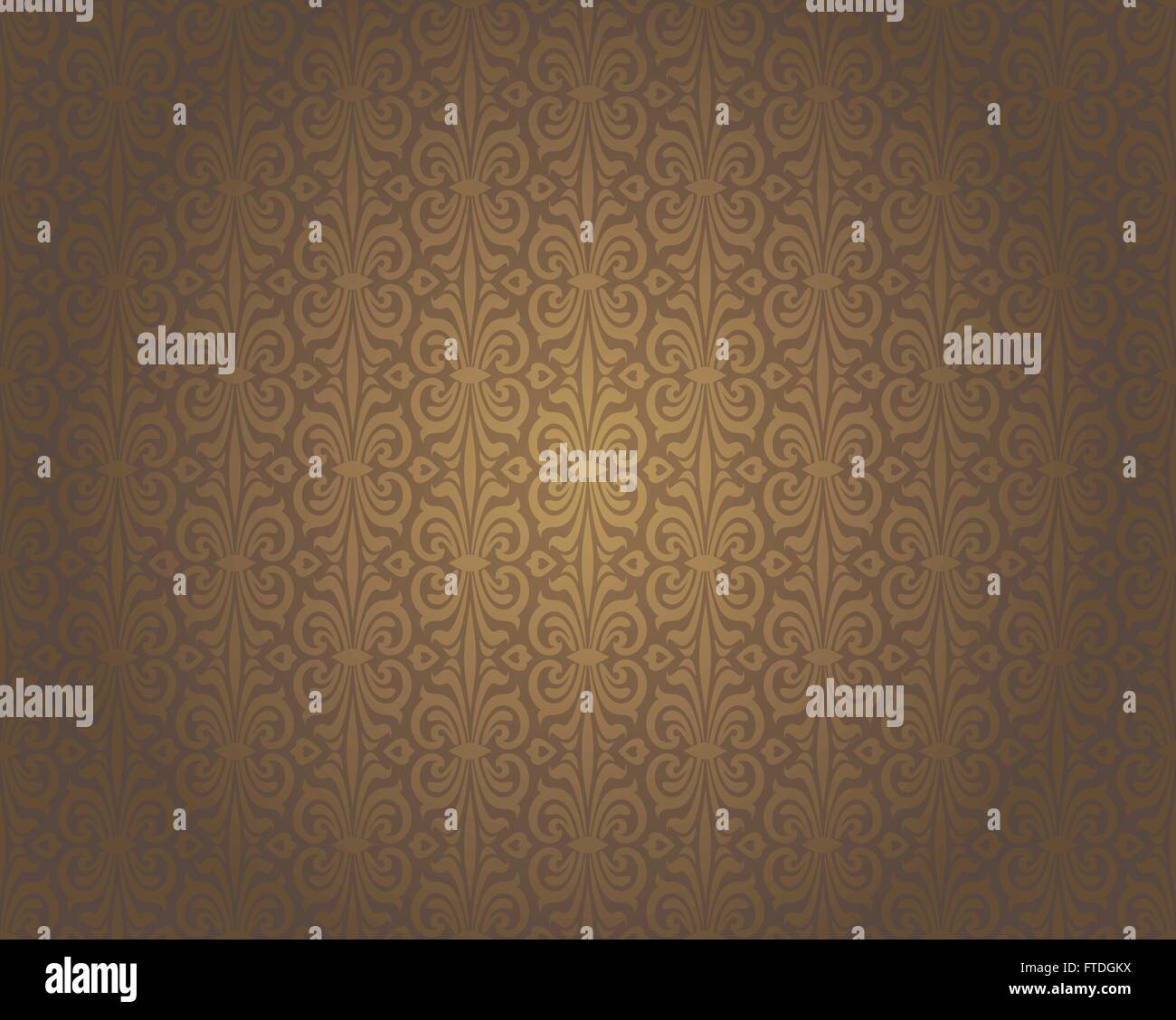 Brown vintage wallpaper background repetitive pattern design Stock Vector