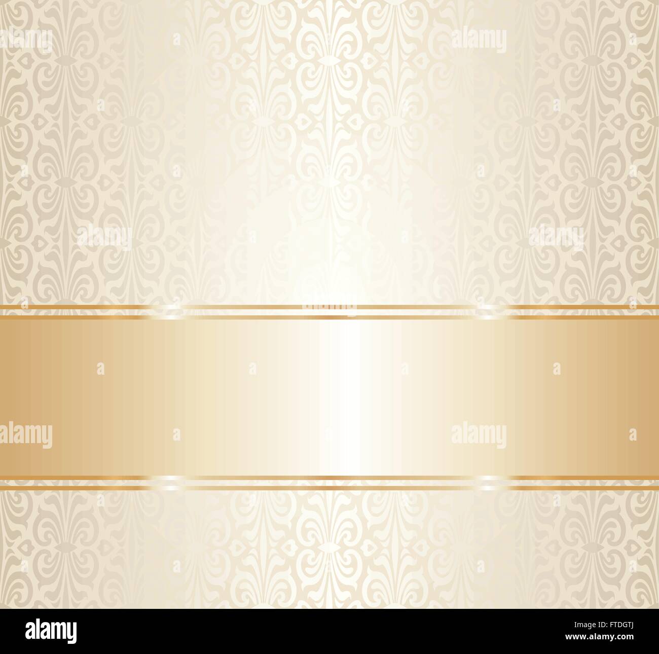 Wedding gold repetitive wallpaper pattern design blank space for text Stock Vector