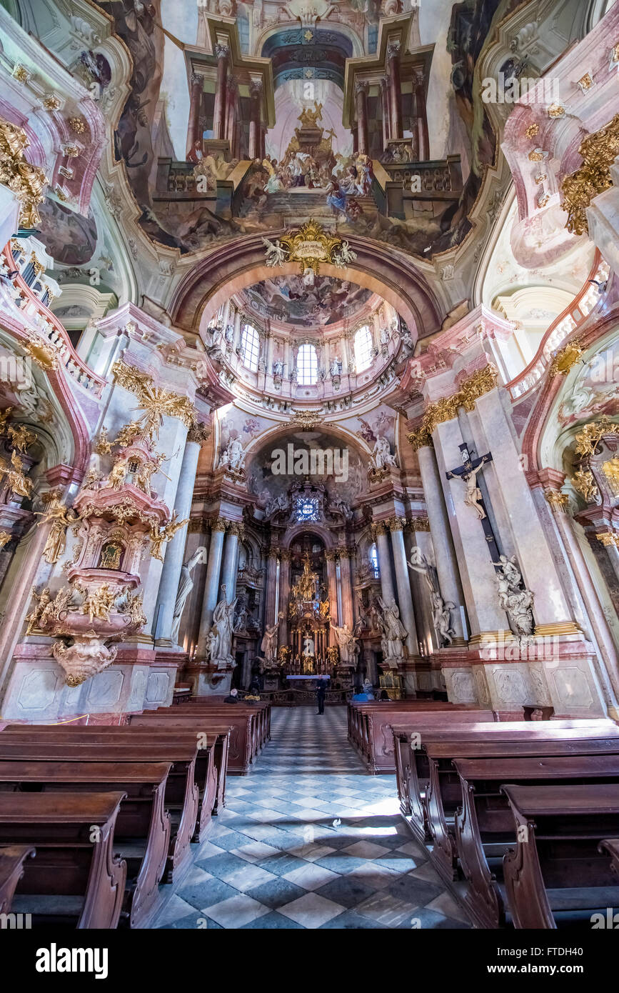 St. Nicholas Church interior view in Prague,Czech republic Stock Photo