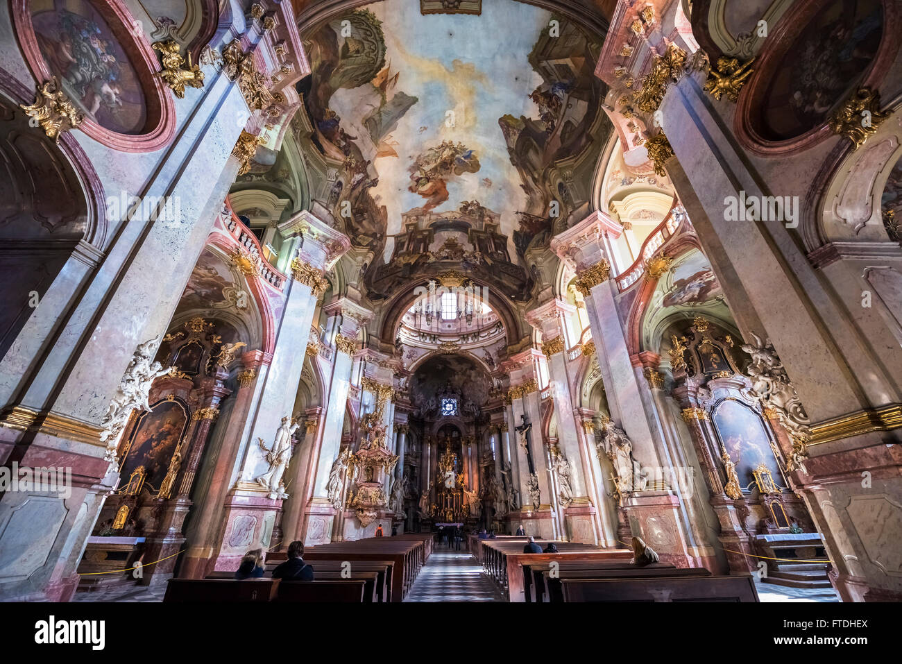 St. Nicholas Church interior view in Prague,Czech republic Stock Photo