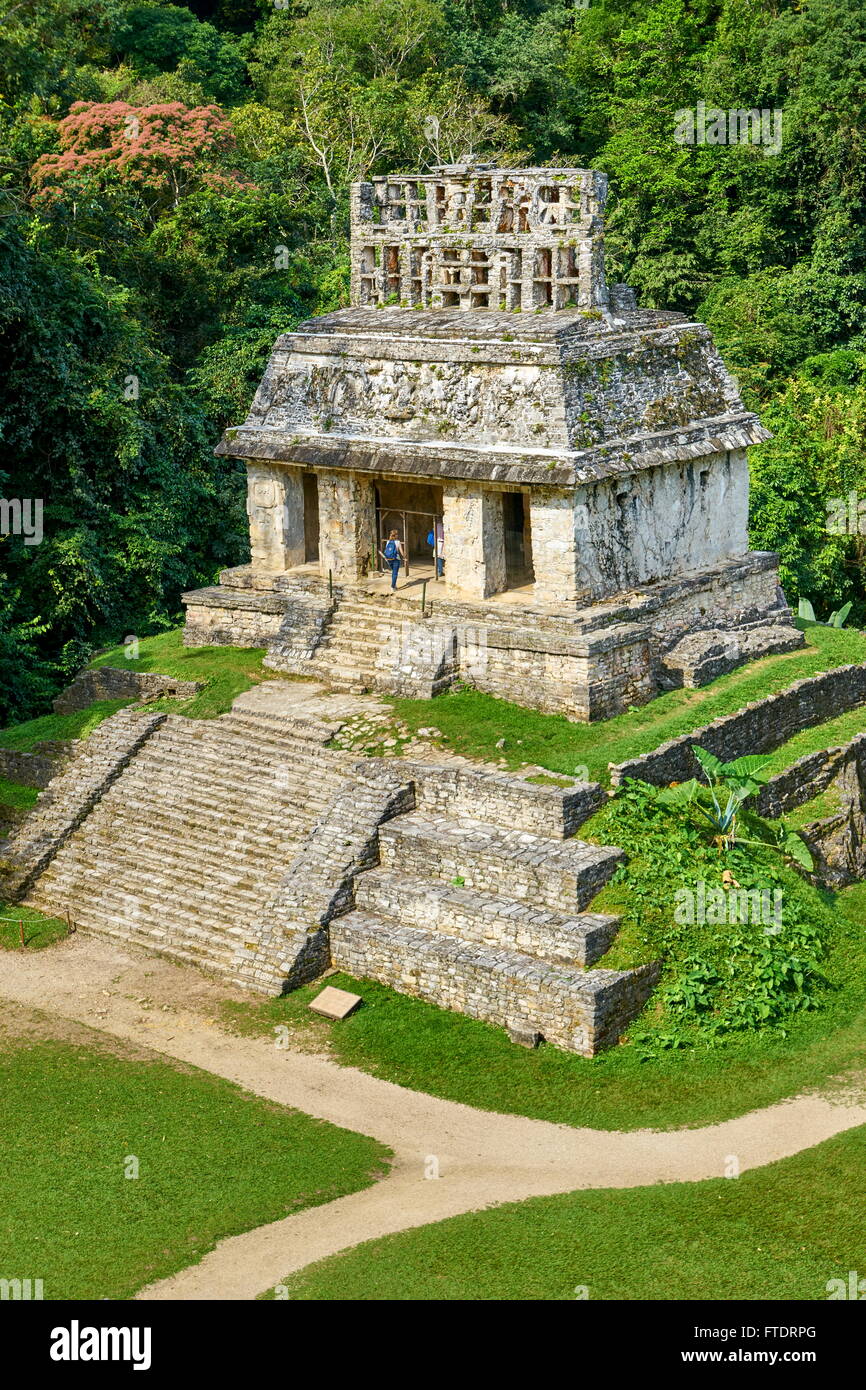 Temple of the Sun, ancient Mayan city of Palenque, Chiapas, Mexico Stock Photo