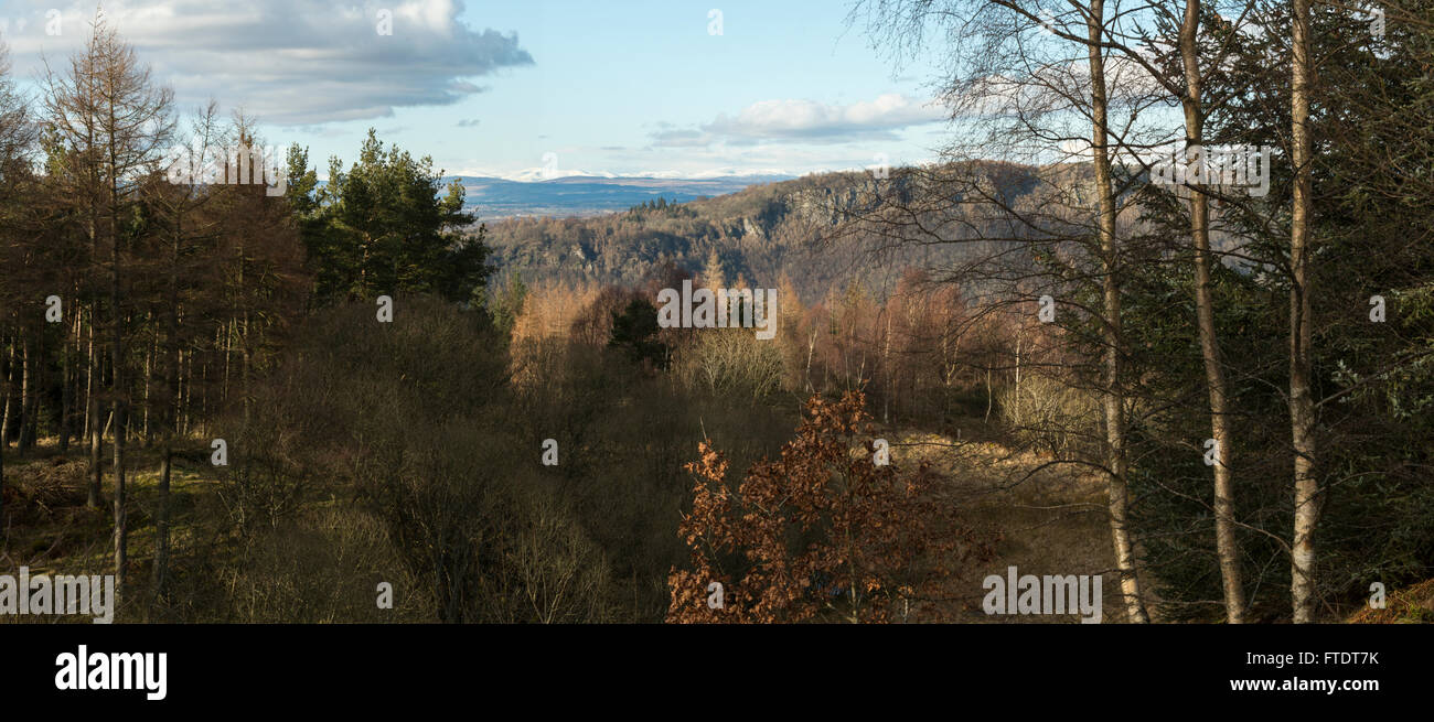 View of Kinnoull Hill from Moncrieffe Hill, Perthshire, Scotland Stock Photo
