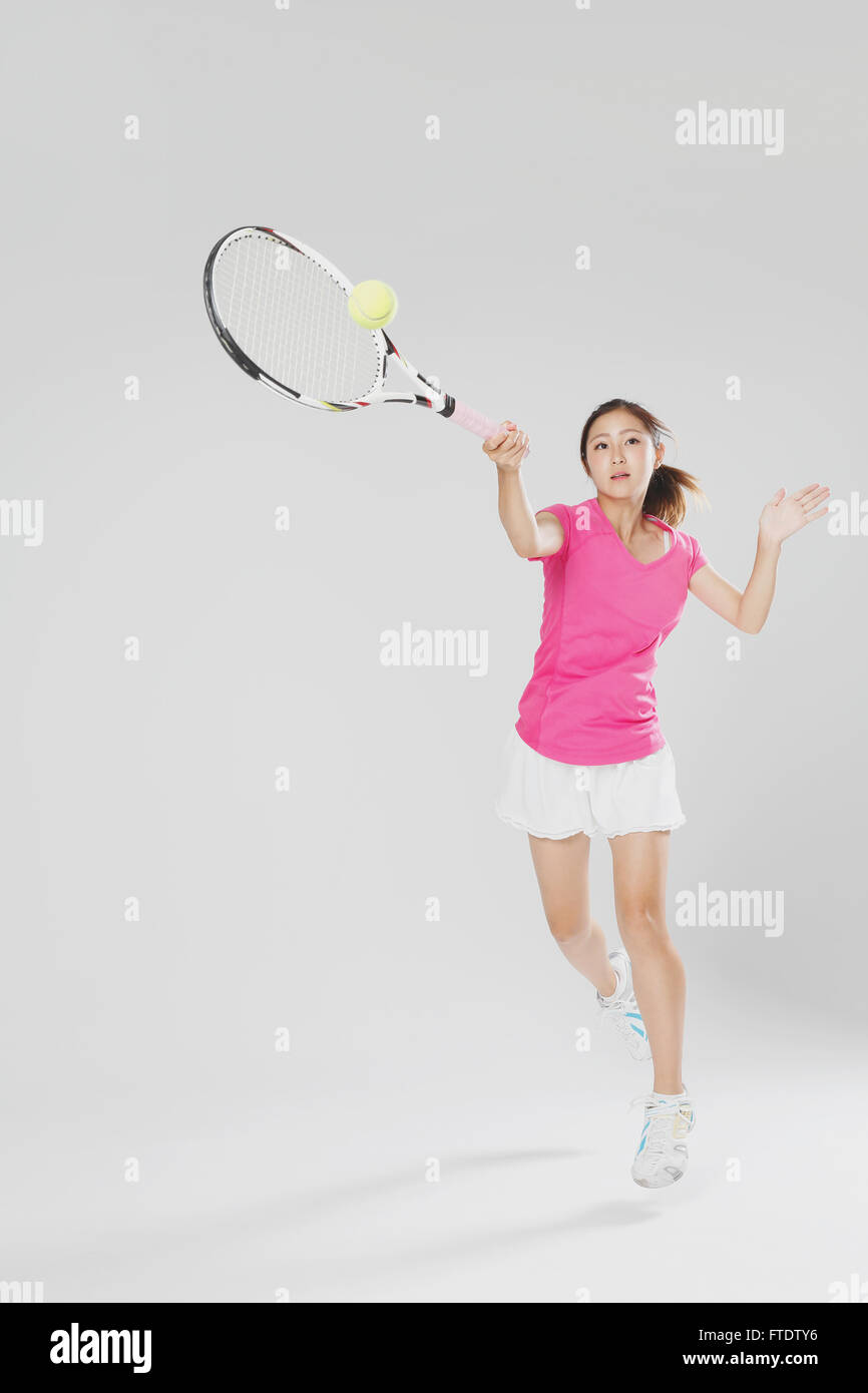 Young Japanese tennis player in action Stock Photo Alamy