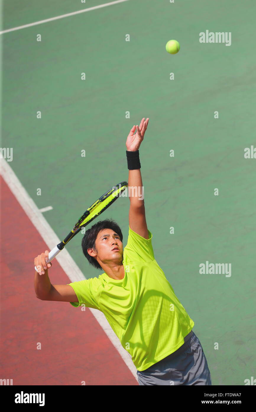 Young Japanese tennis player in action Stock Photo - Alamy