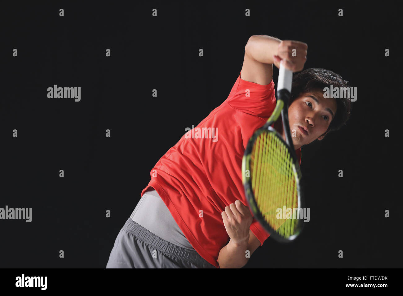 Young Japanese tennis player in action Stock Photo - Alamy