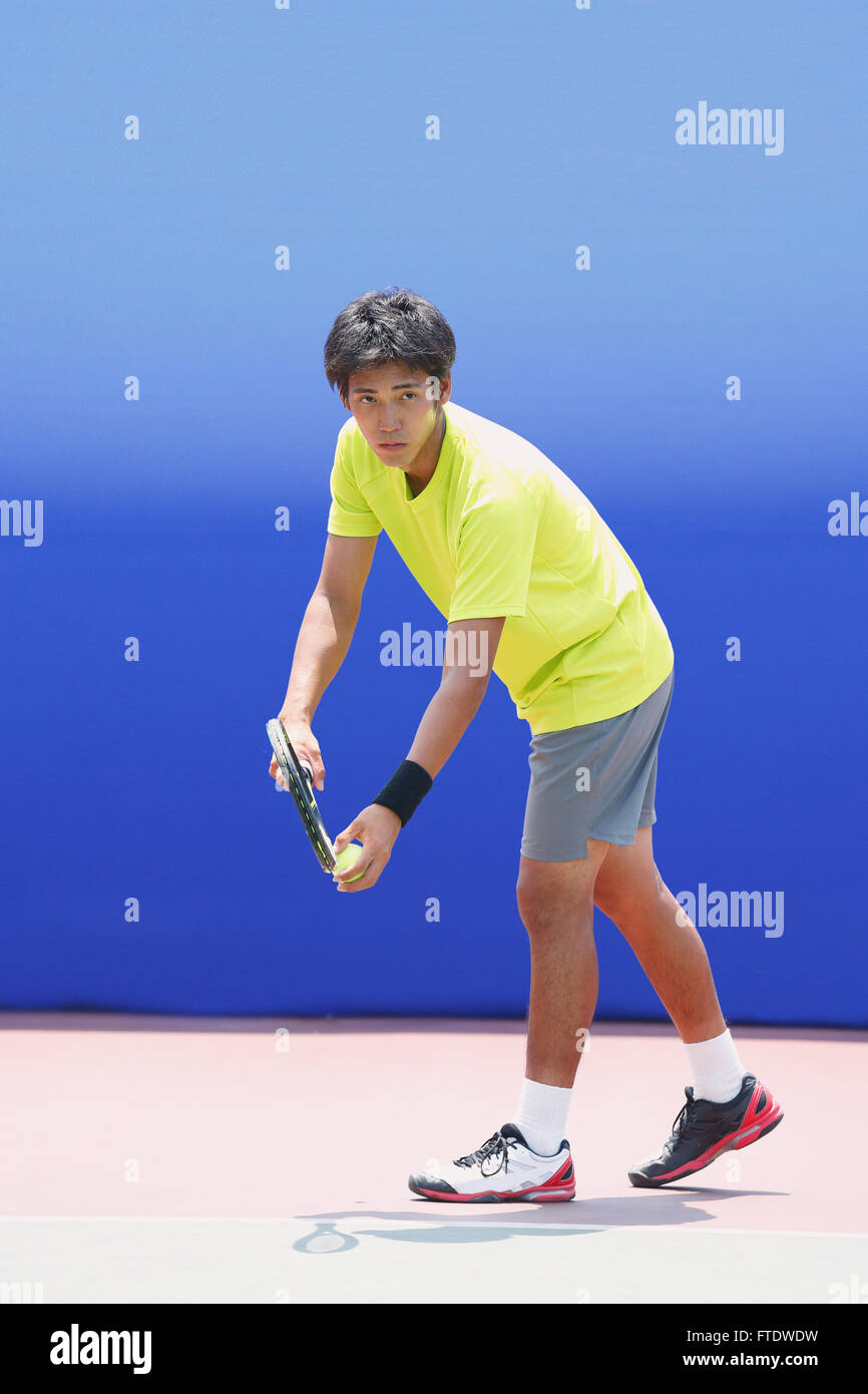 Young Japanese tennis player in action Stock Photo Alamy