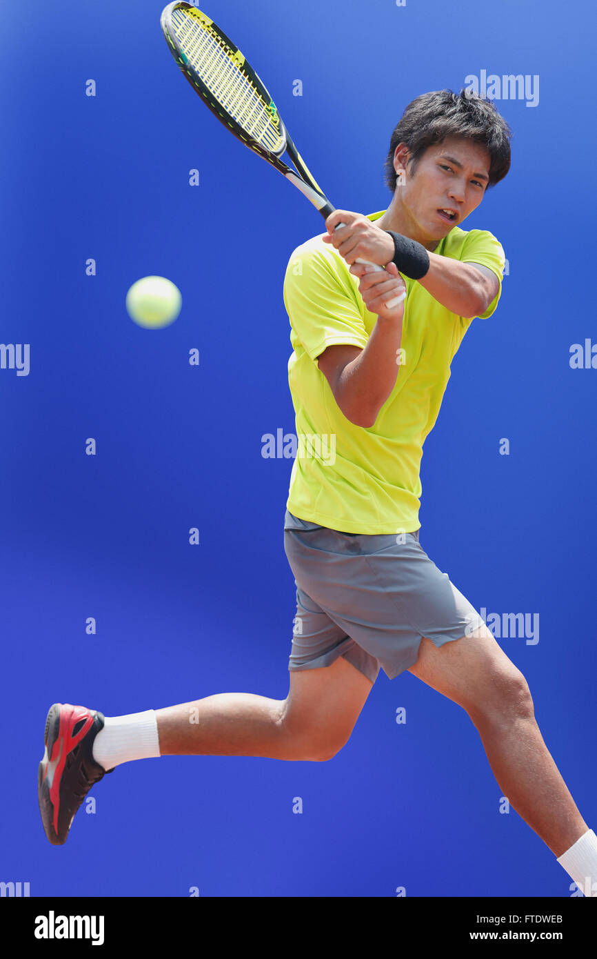 Young Japanese tennis player in action Stock Photo Alamy
