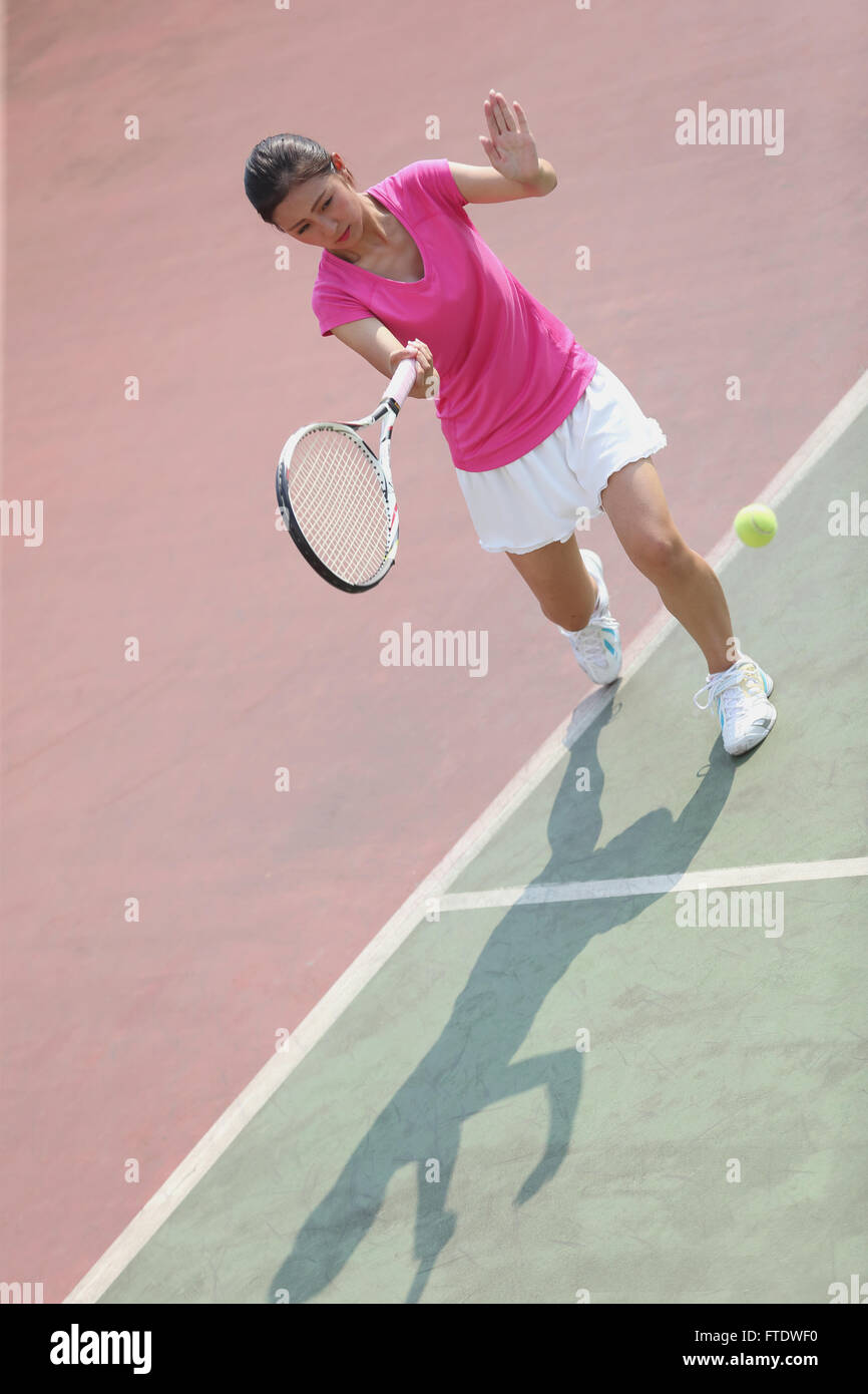 Young Japanese tennis player in action Stock Photo Alamy