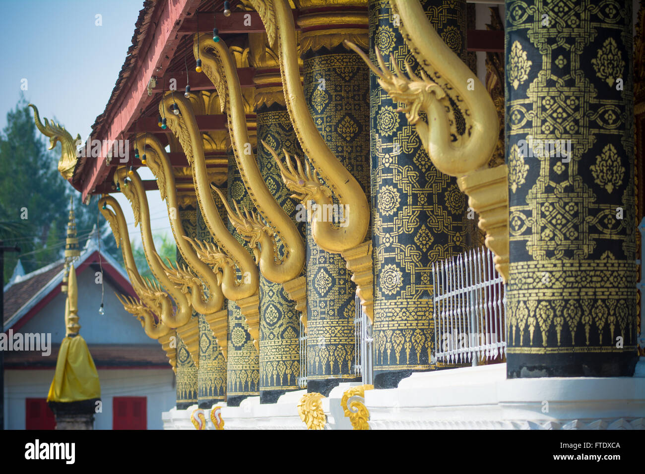 Naga statue  in wat that , Luang Prabang , Laos Stock Photo